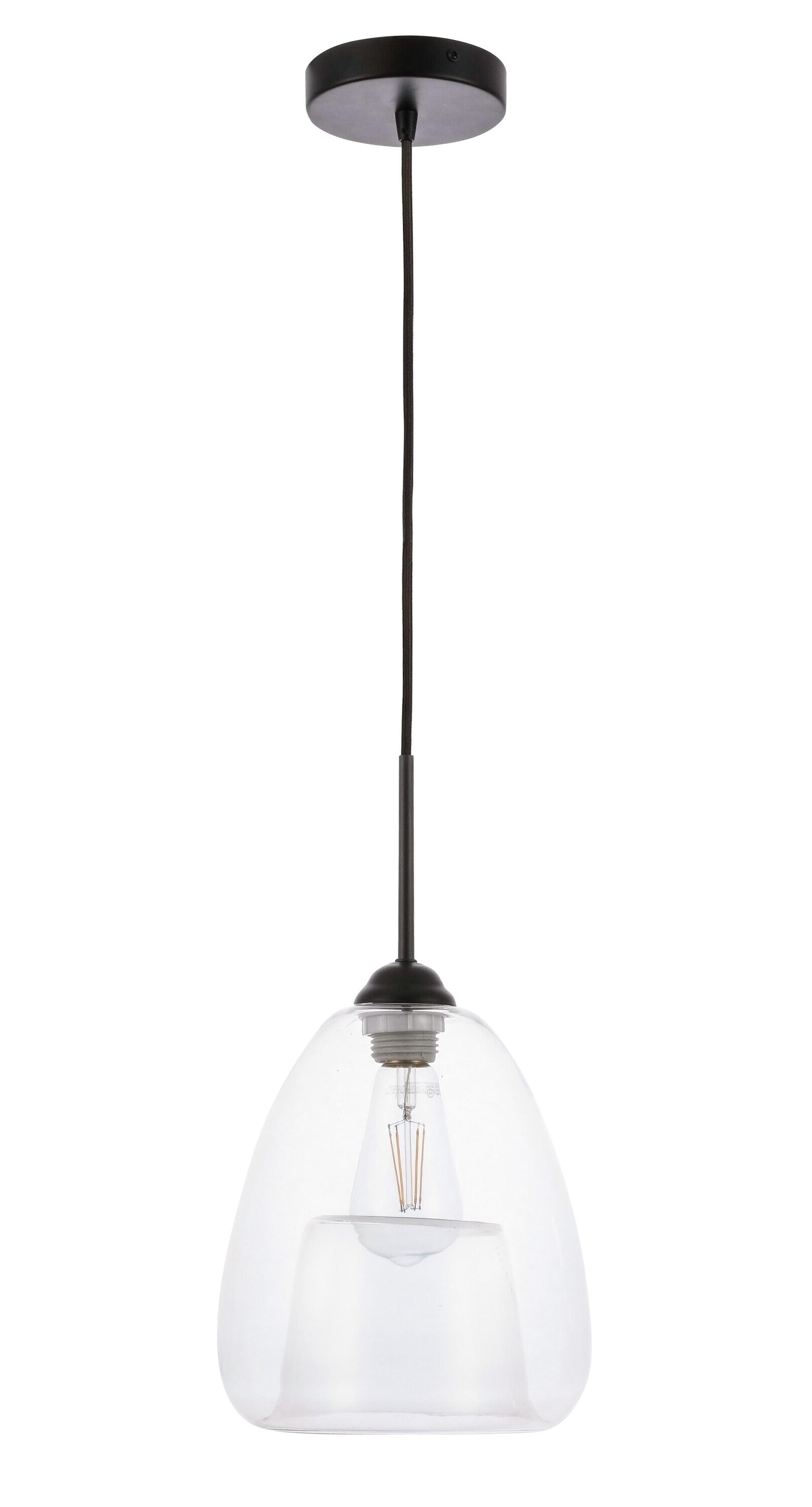 Kason Contemporary Black Finish Clear Glass Pendant Light