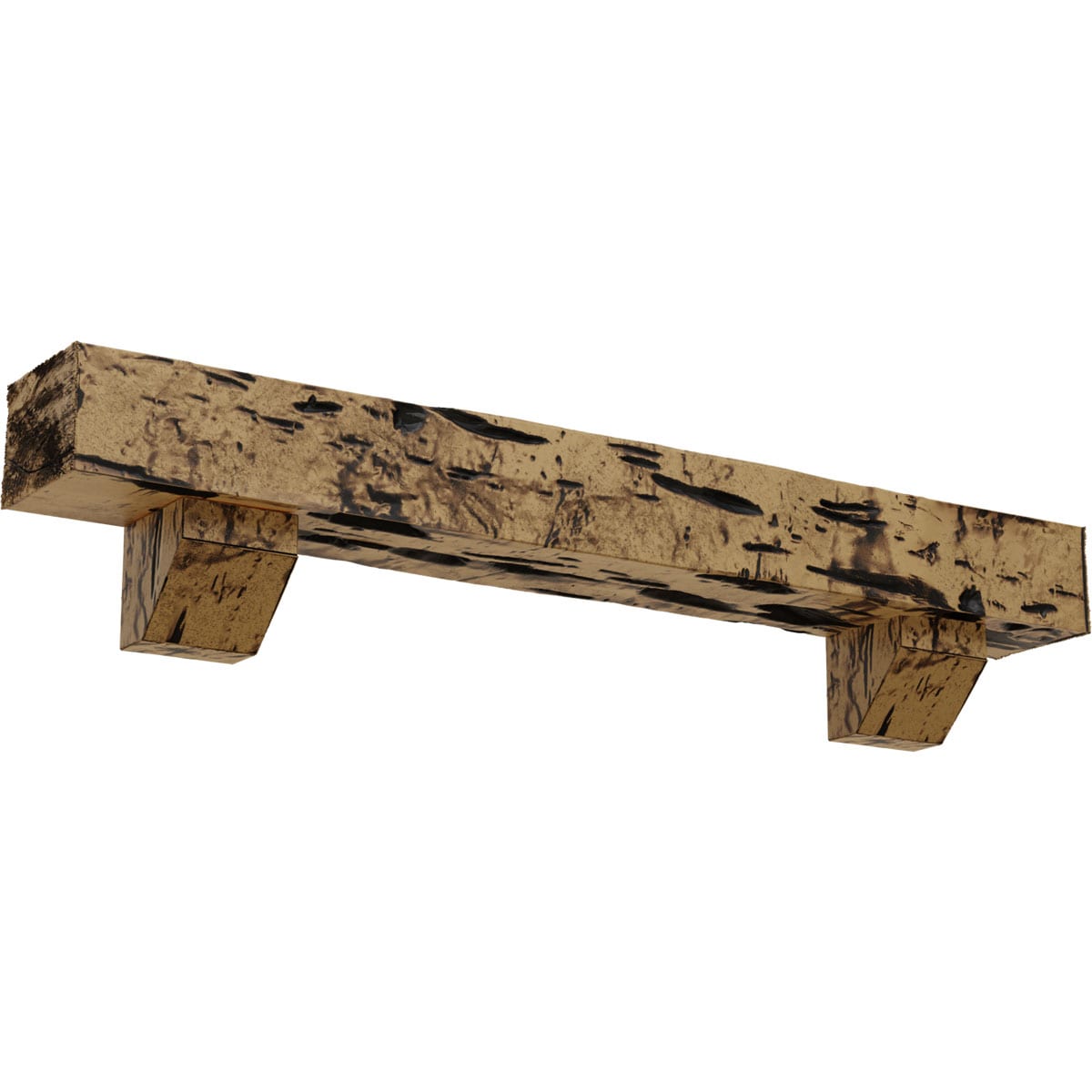 Ekena Millwork MANUPC04X06X48ASNG 48-in W x 4-in H x 6-in D Golden Oak (Natural) Hollow Urethane Rustic Fireplace Mantel