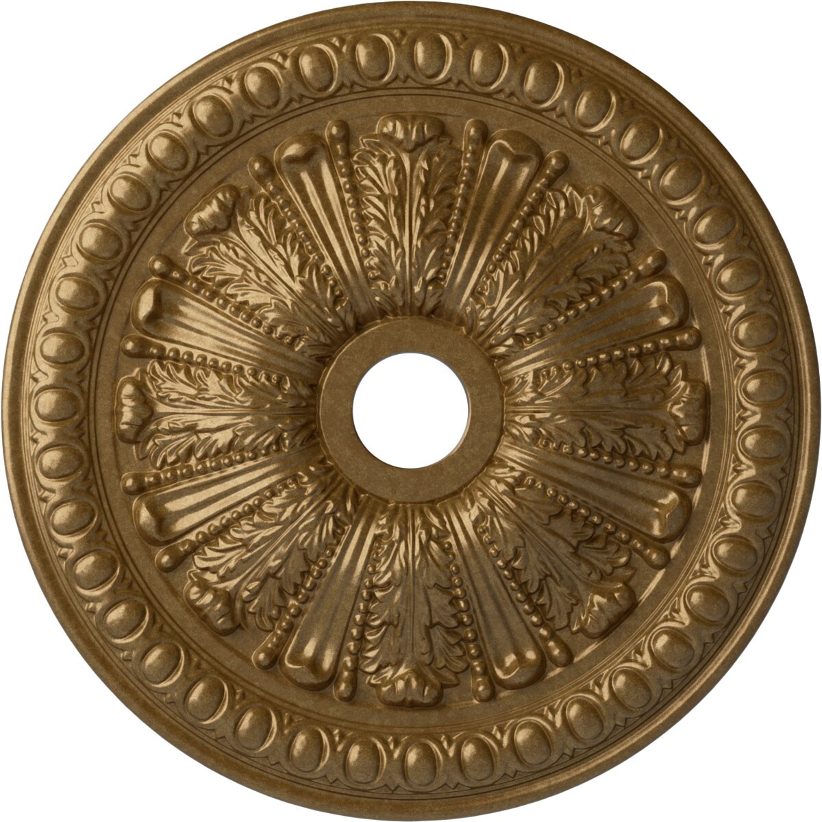 Ekena Millwork CM27TOPAS Tomango Egg and Dart 27.875-in W x 27.875-in L Painted Pale Gold Polyurethane Whole Ceiling Medallion