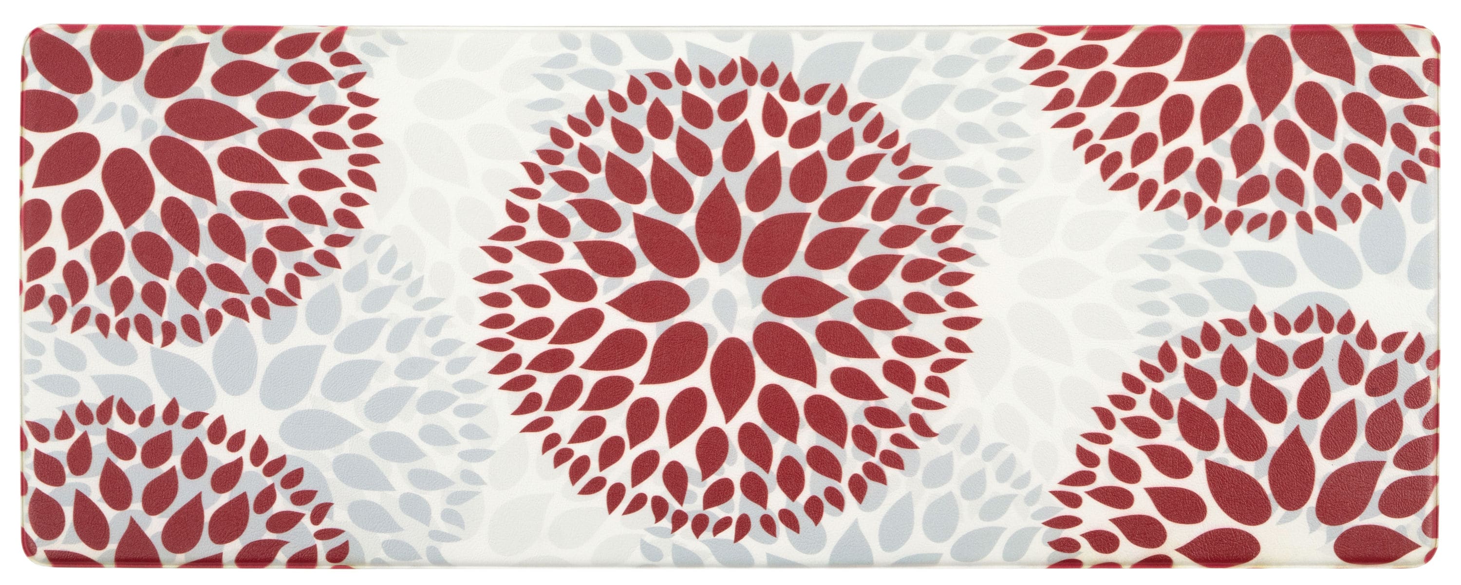 Red and White Modern Floral Anti-Fatigue Standing Mat 18" x 47"