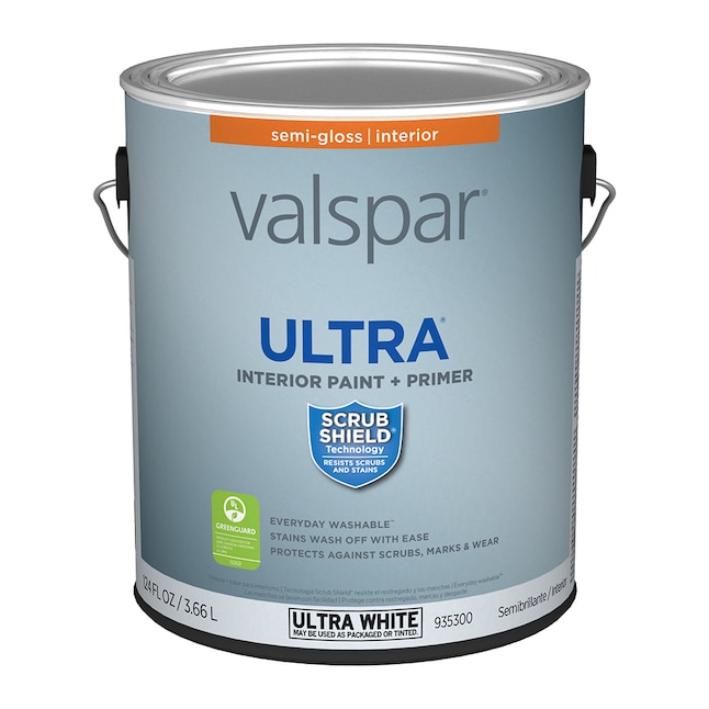 Valspar Ultra Semi Gloss White Tintable Latex Interior Paint Primer 1 Gallon In The Department At Com - Best White Washable Paint For Walls