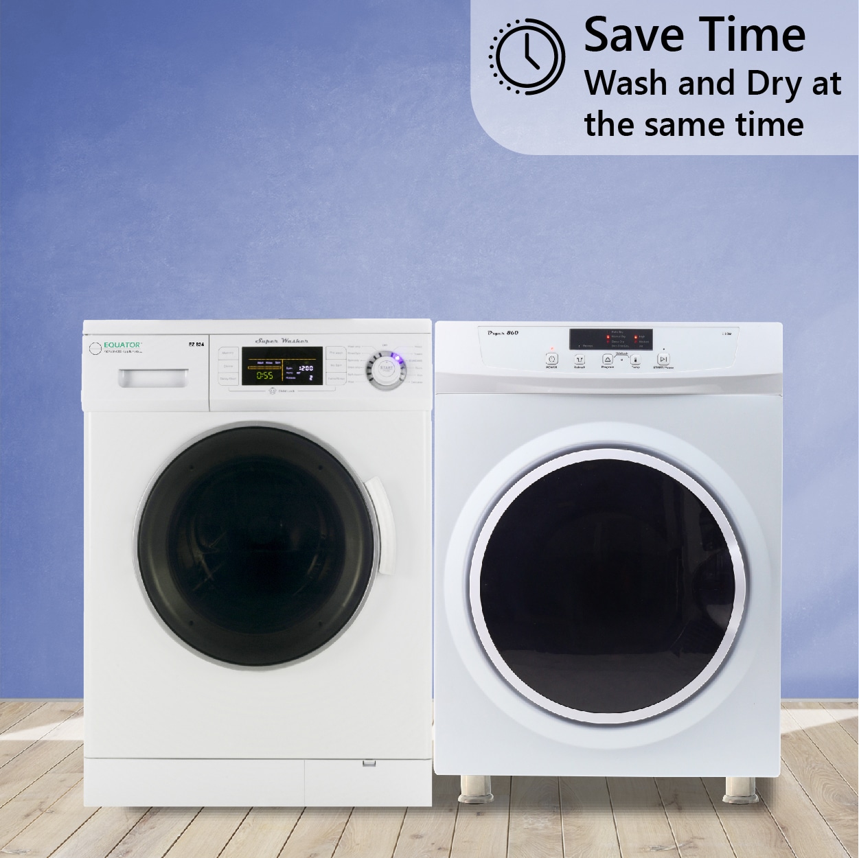 Samsung SAWADREBL23 Side-by-Side on Pedestals Washer & Dryer Set with Front  Load Washer and Electric Dryer in Blue