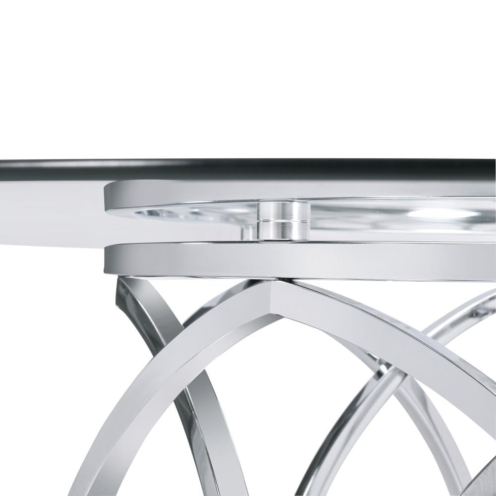 Marcy Chrome and Glass 5-Piece Dining Set with Upholstered Chairs