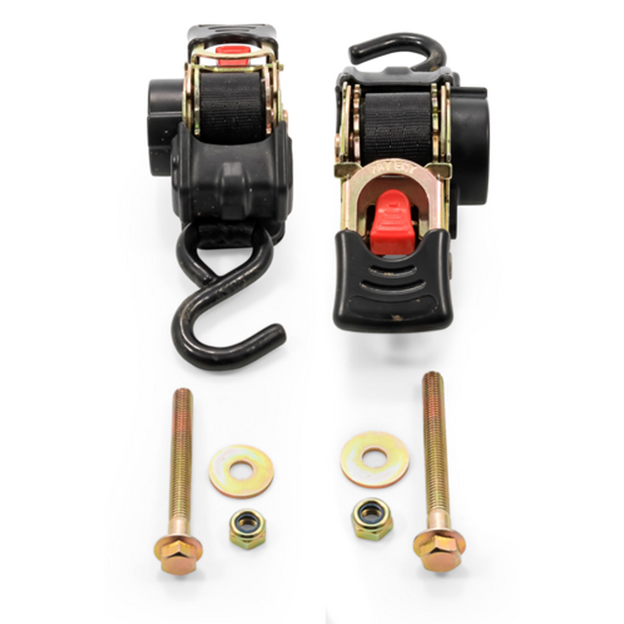 CAMCO  Retractable Transom Tie Down Straps 1 Inches x 5.5 Feet Boat Trailer Straps Black