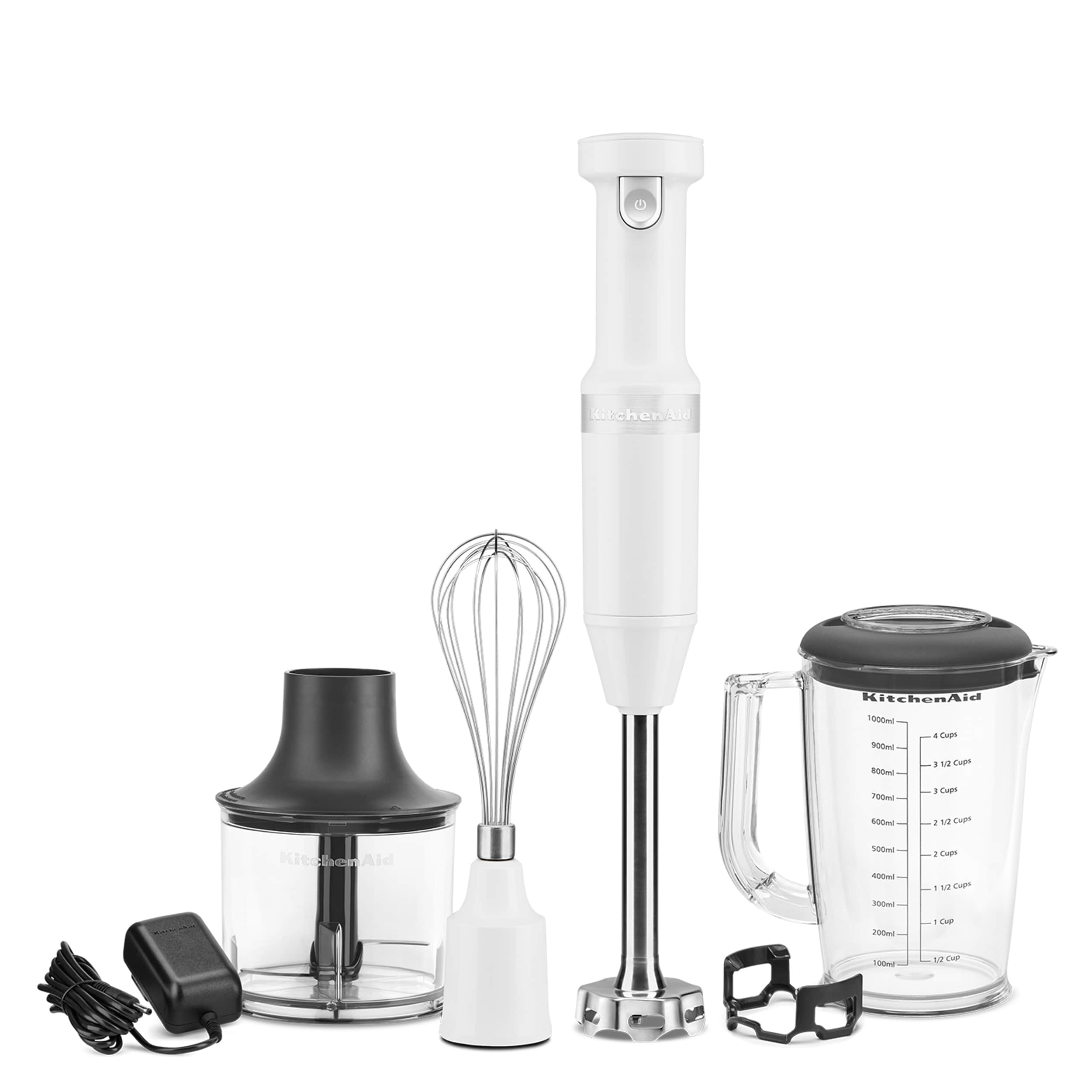 KitchenAid 5 -Speed 60 -Watt Pulse Control Immersion Blender with Accessory Jar ( White ) #KHBBV83WH