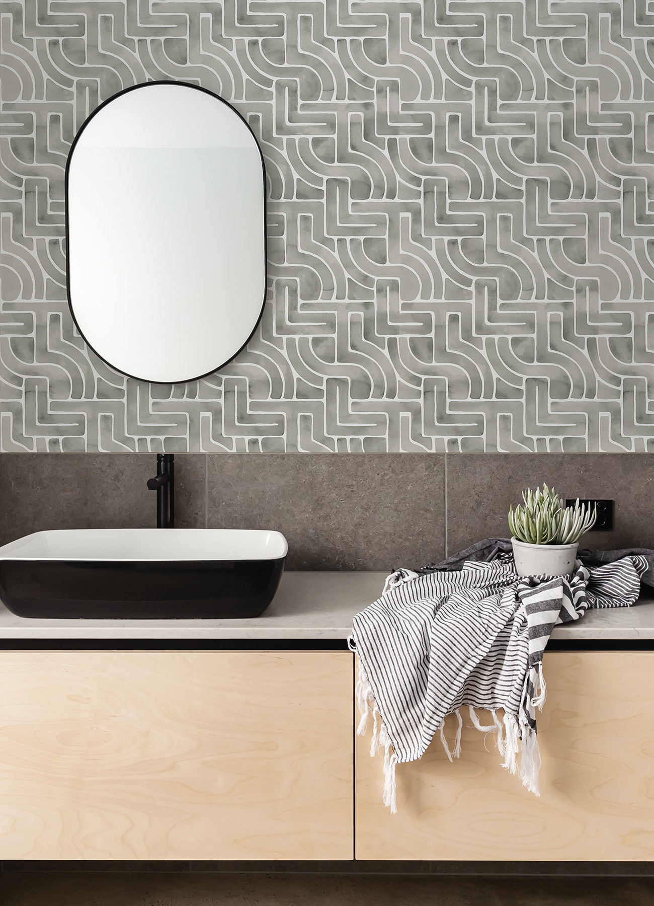 NuWallpaper 30.75-sq Ft Grey Vinyl Geometric Self-adhesive Peel And ...