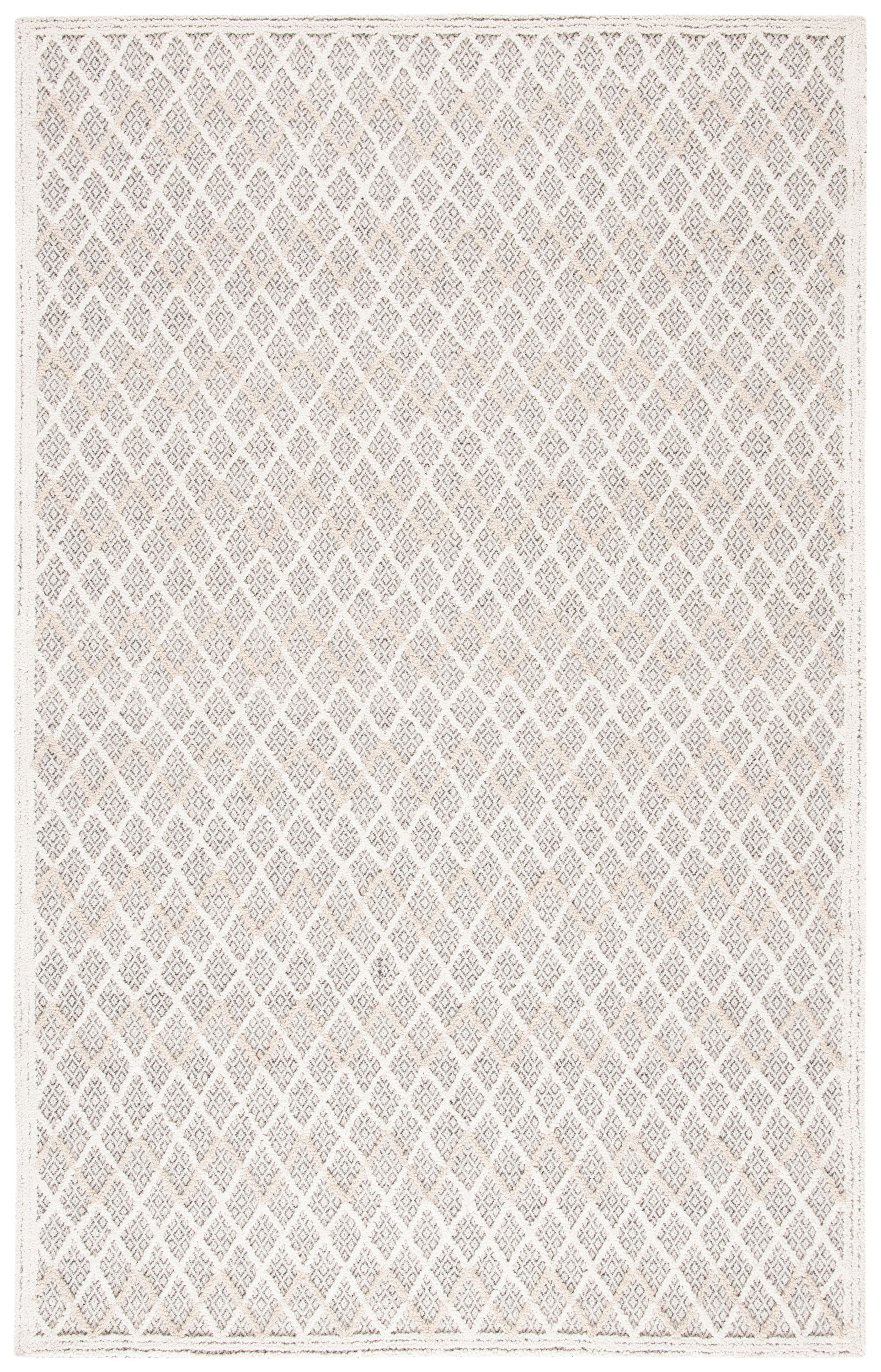 Safavieh TRC209A-5 Trace Elvine 5 x 8 (ft) Tufted Wool Ivory/Black Rectangular Indoor Geometric Farmhouse/Cottage Area rug