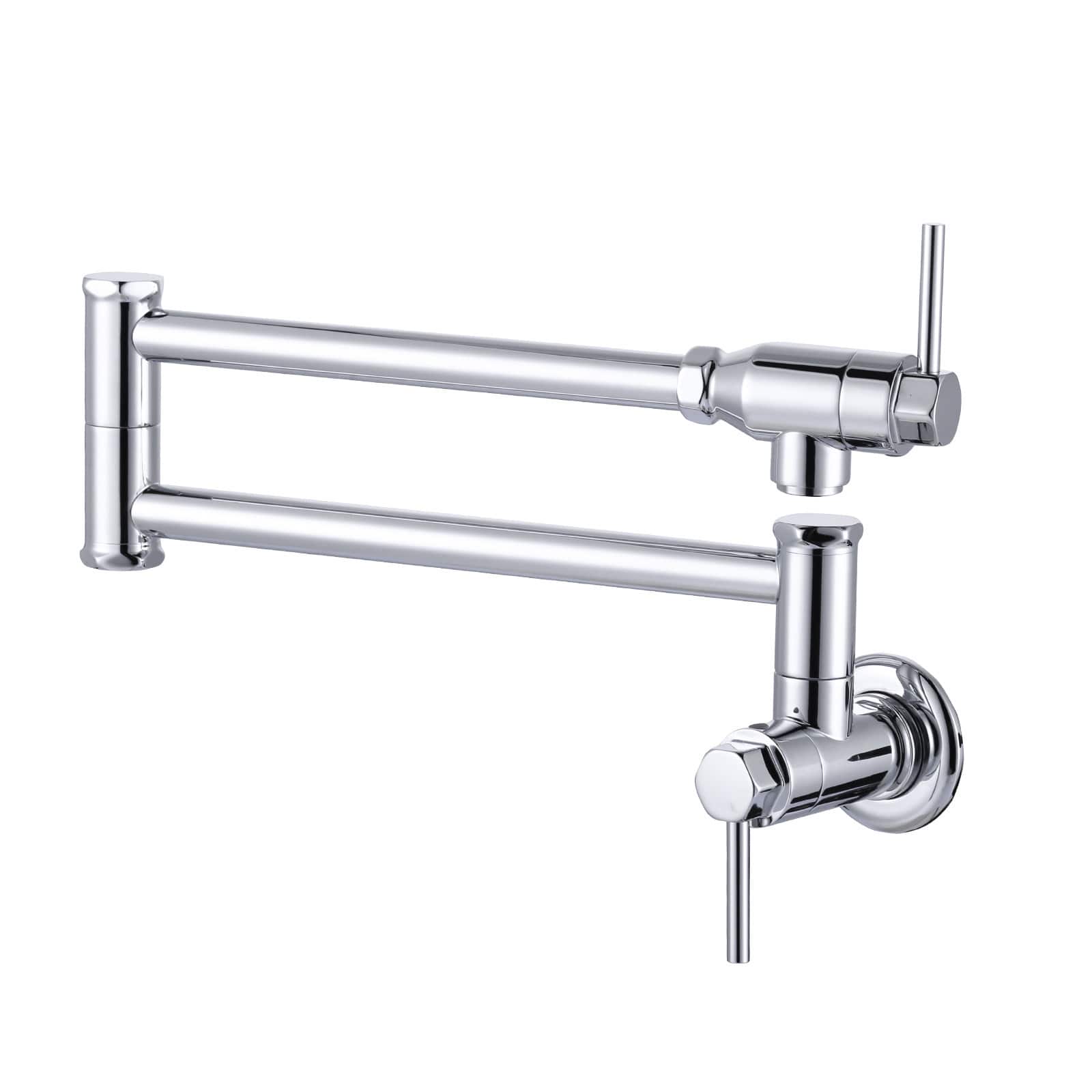 ARCORA Wall Mount Pot Filler Kitchen Folding Faucet Double-Handle with Dual Joint Swing Arm in Polished Chrome