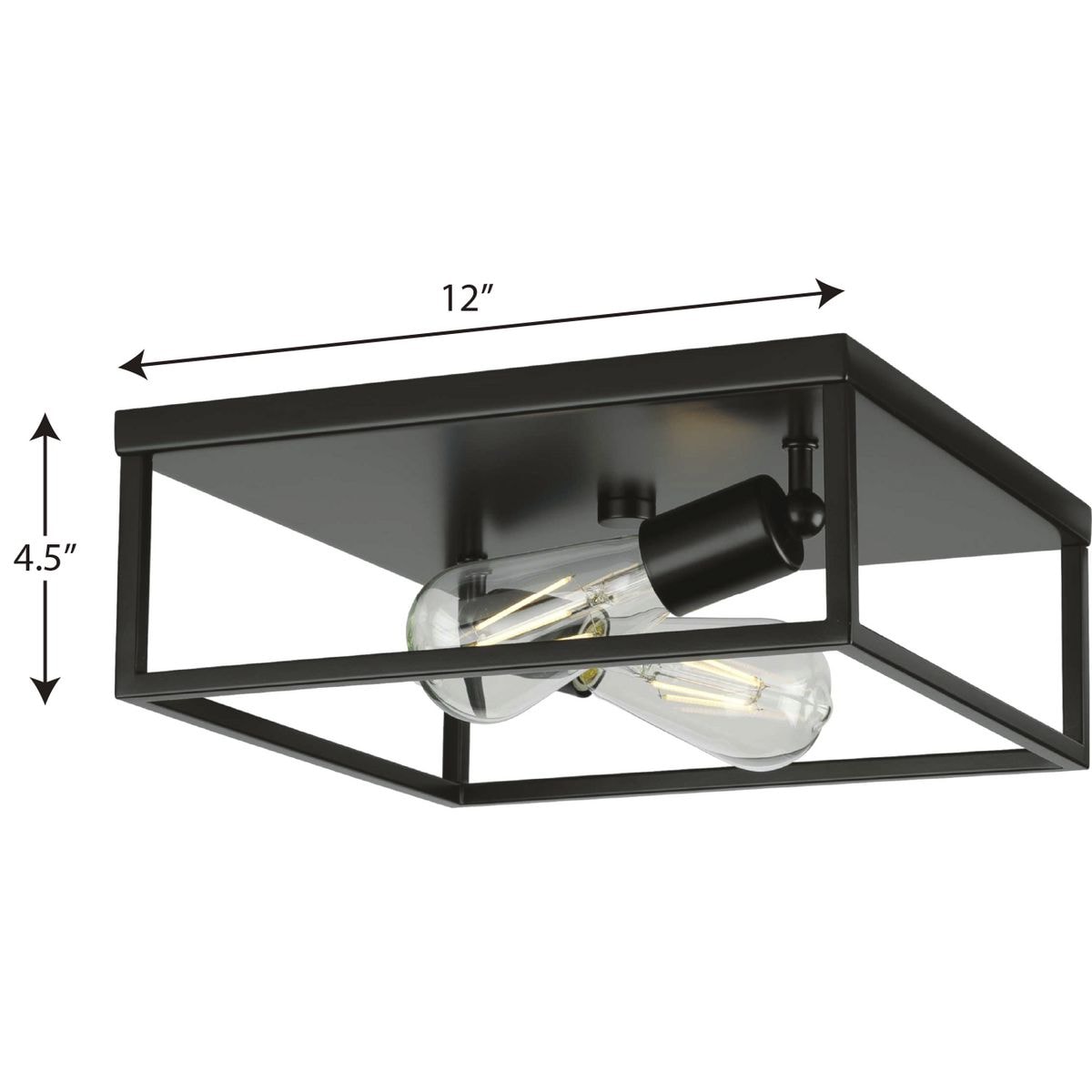 Matte Black 2-Light Modern Flush Mount Ceiling Fixture