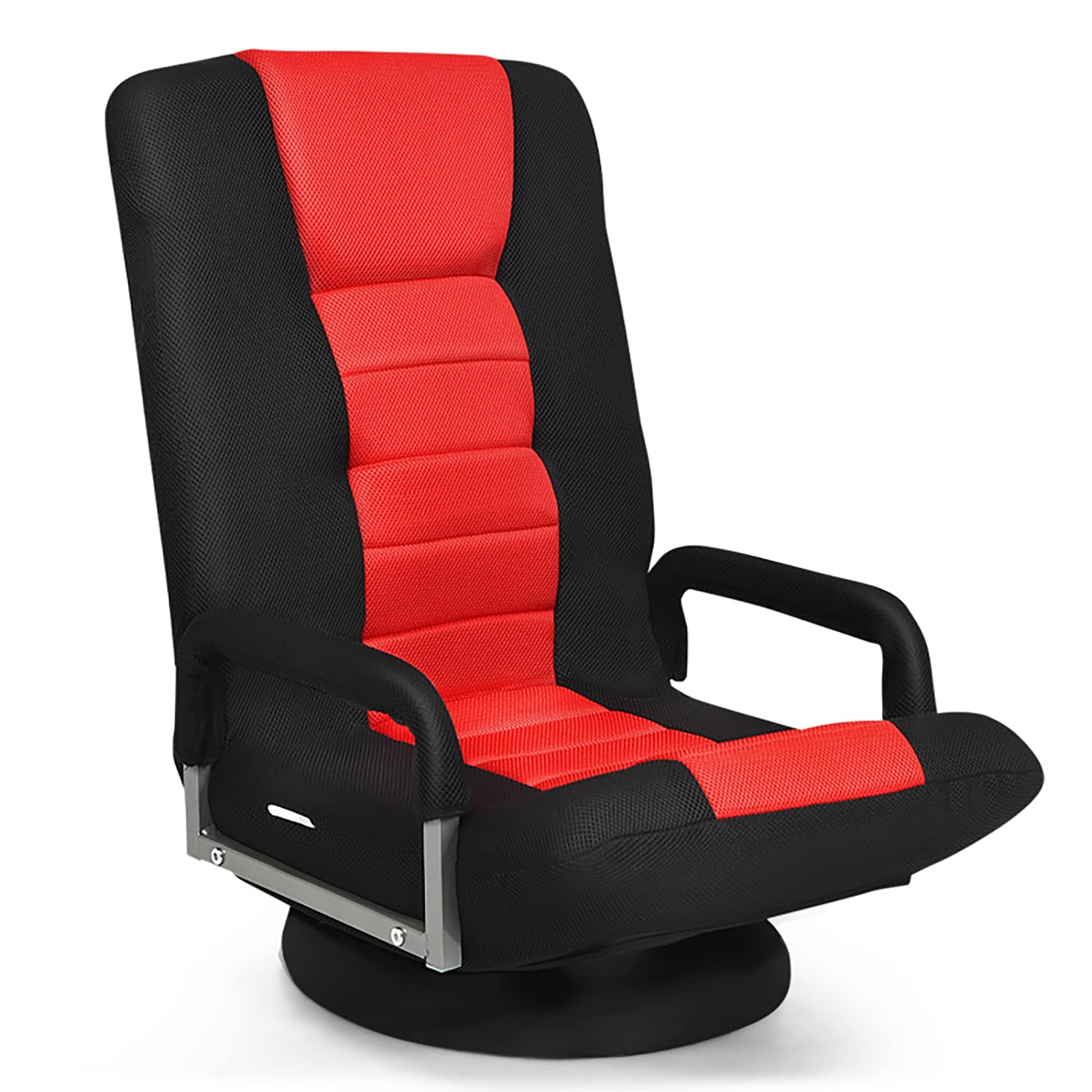 Sumyeg WF-HW65937RE-LA 360-Degree Swivel Gaming Floor Chair Modern Red Mesh Swivel Accent Chair