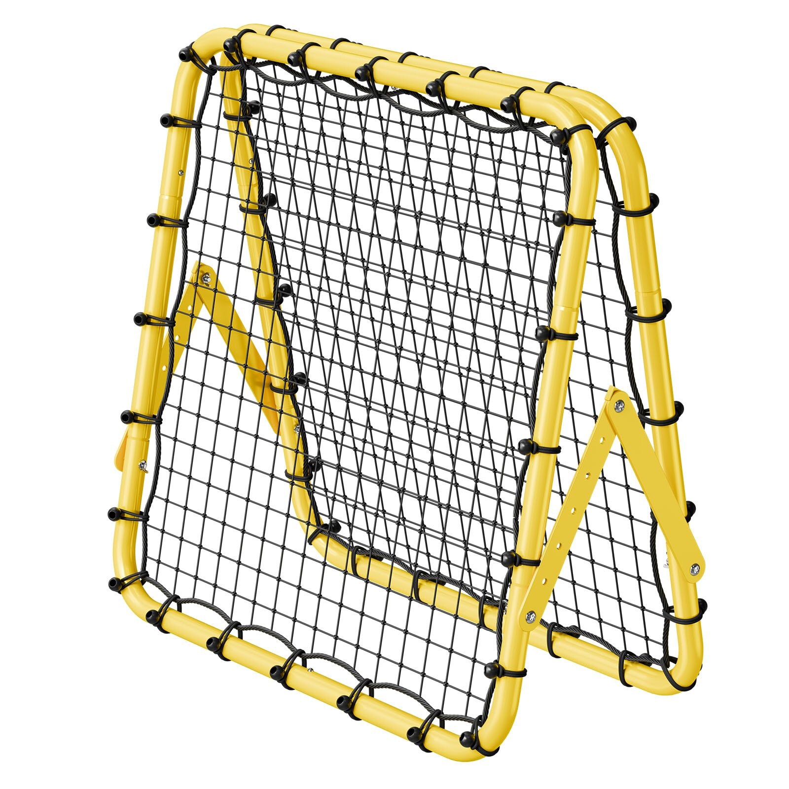 Slickblue Soccer Rebounder Net with Adjustable Angle Double Sided PE Net Iron Tube Frame and Ground Stakes for Backyard or Field Practice