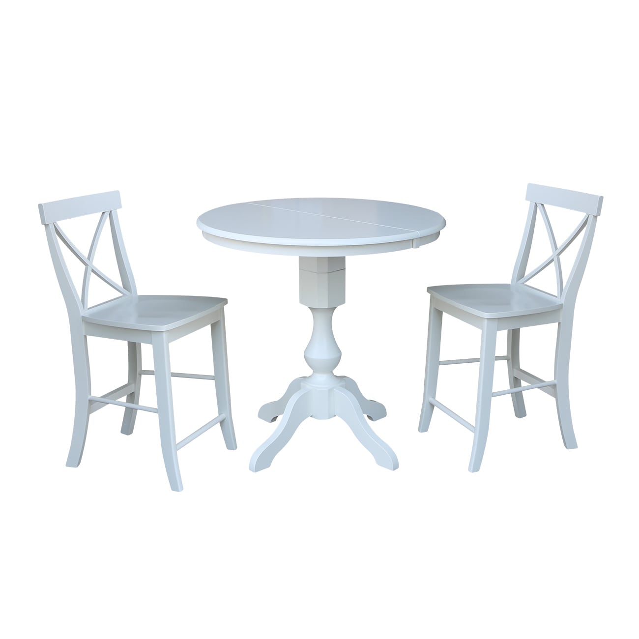 International Concepts K08-36RXT-11P-S6132 White Traditional Dining Room Set with Round Table (Seats 2)