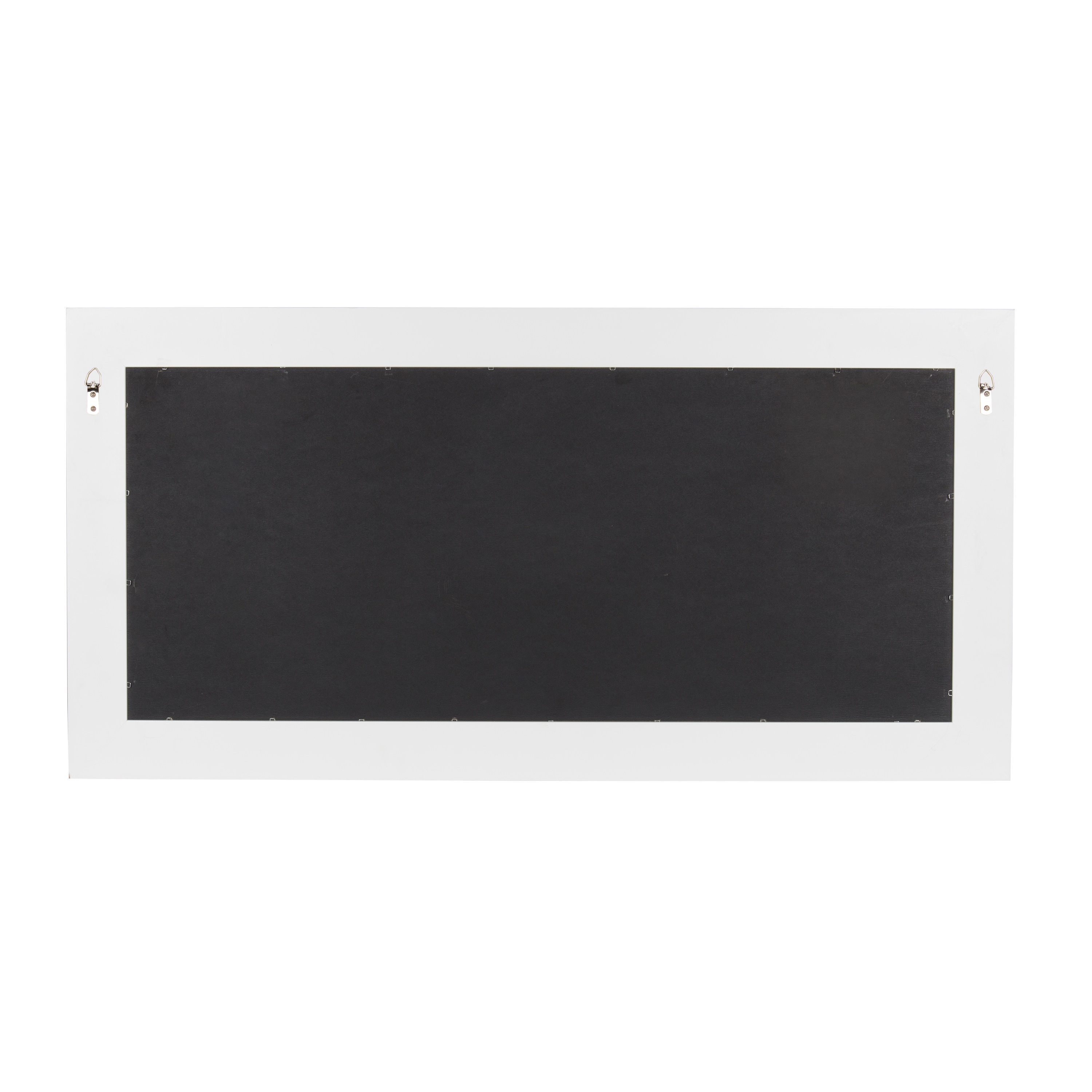 Classic Beveled Pub Mirror with White Frame and Metal Hooks 36"x18"