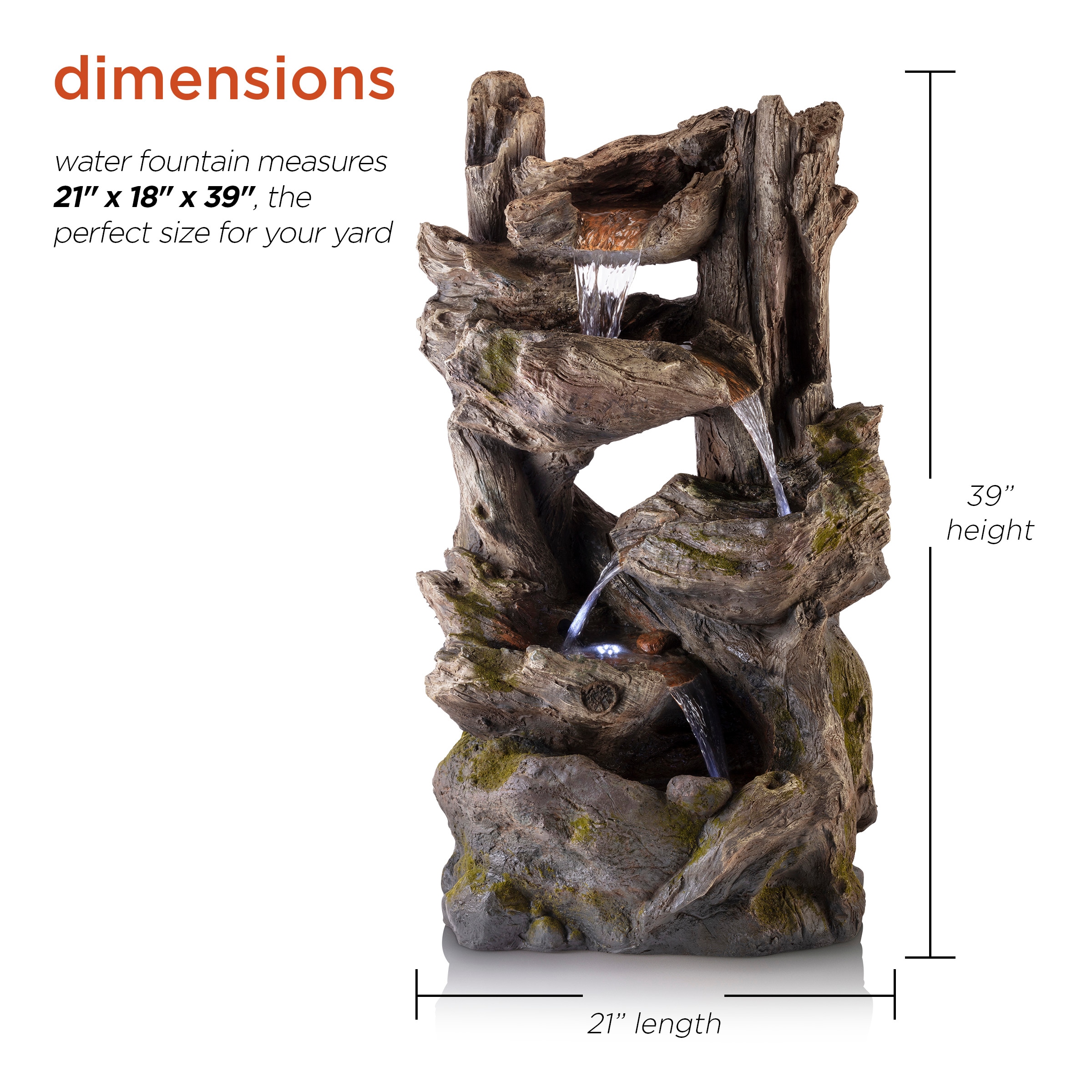 Alpine Corporation 39-in H Resin Water Rock Waterfall Outdoor Fountain ...