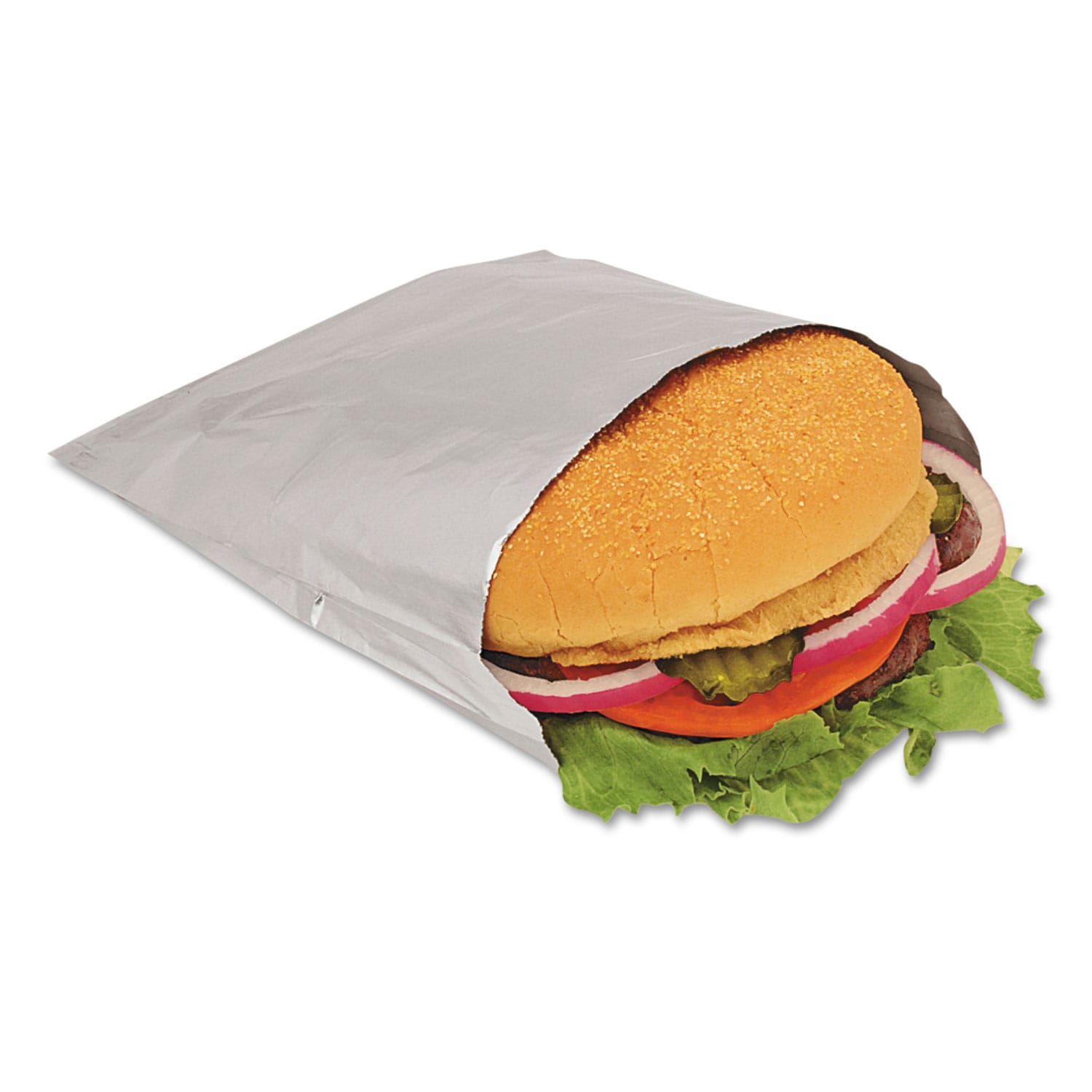 Bagcraft Foil Single-Serve Bags Unlabeled Burger 6 in x 0.75 in x 6.5 in Silver 1000/Carton