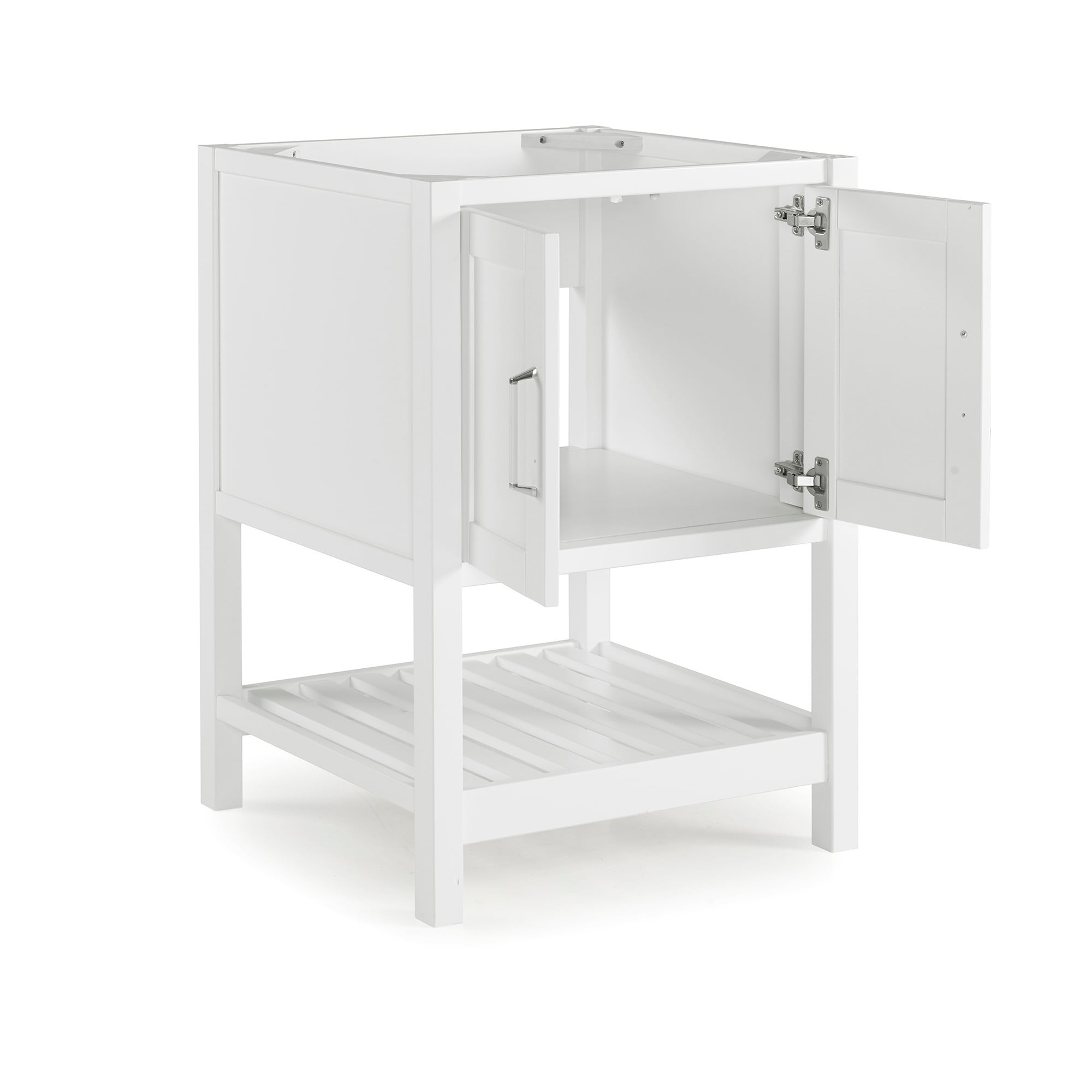 Bennet 24" White Pine Wood Modern Shaker Vanity Cabinet with Open Shelf