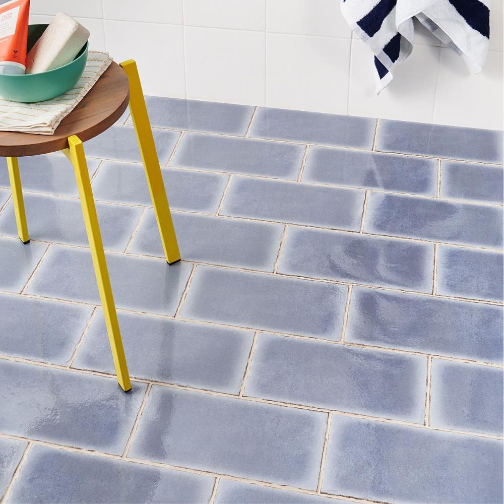 Artmore Tile Knappa Blue 6-in x 12-in Glazed Porcelain Subway Floor and ...