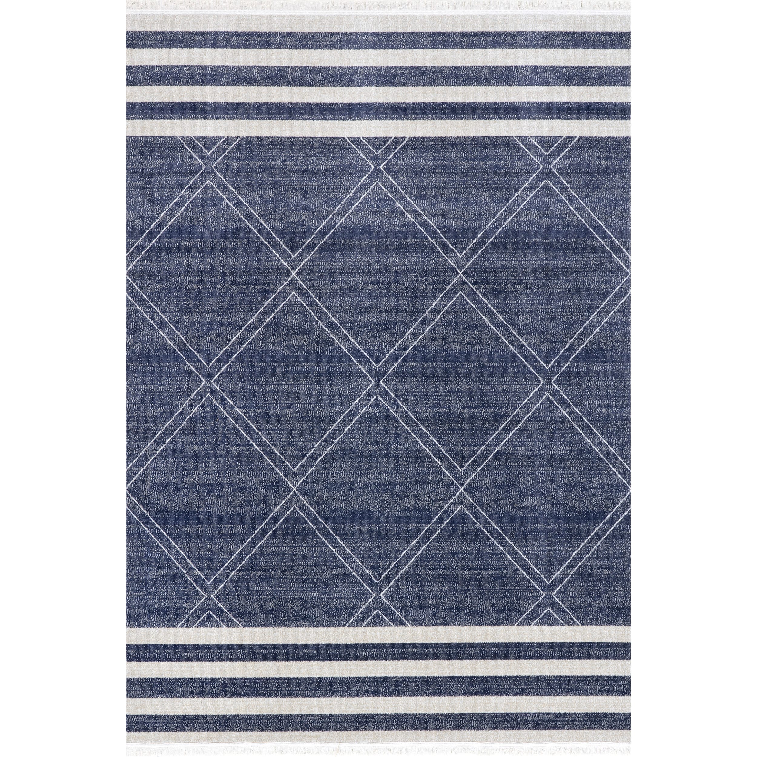 Blue Reversible Synthetic Rectangular Indoor/Outdoor Rug