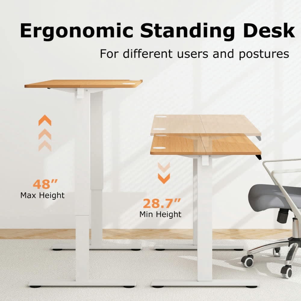 VERYKE Electric Standing Desk 3 Memory Height Settings 2 Hanging Hooks ...