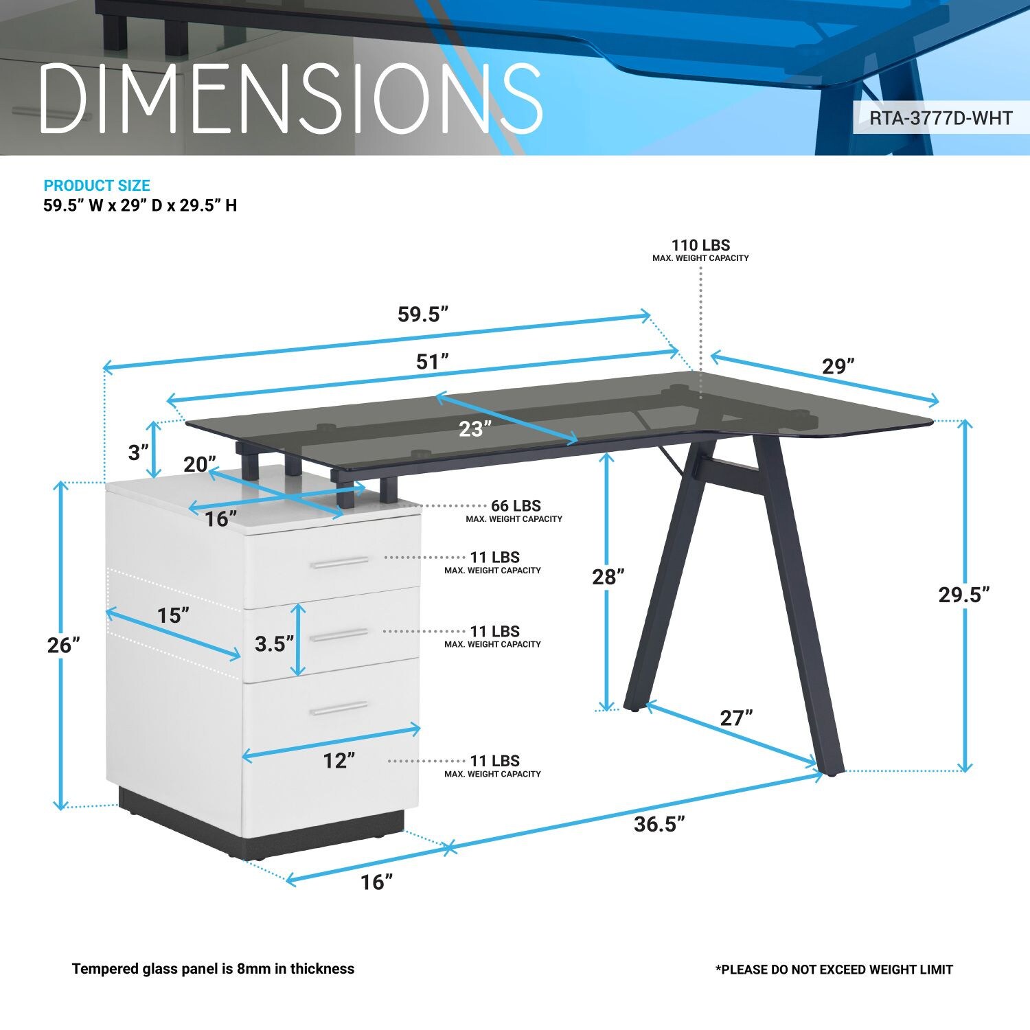 JASMODER RTA-3377D-WHT desks - View #7