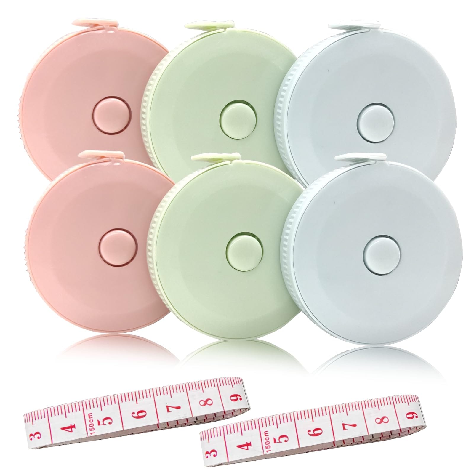 SenQWFa  6 Pack Retractable Tape Measure and 2 Soft Measuring Tape for Body Measurements 60 Inch Double Scale Vinyl Ruler for Sewing Tailoring