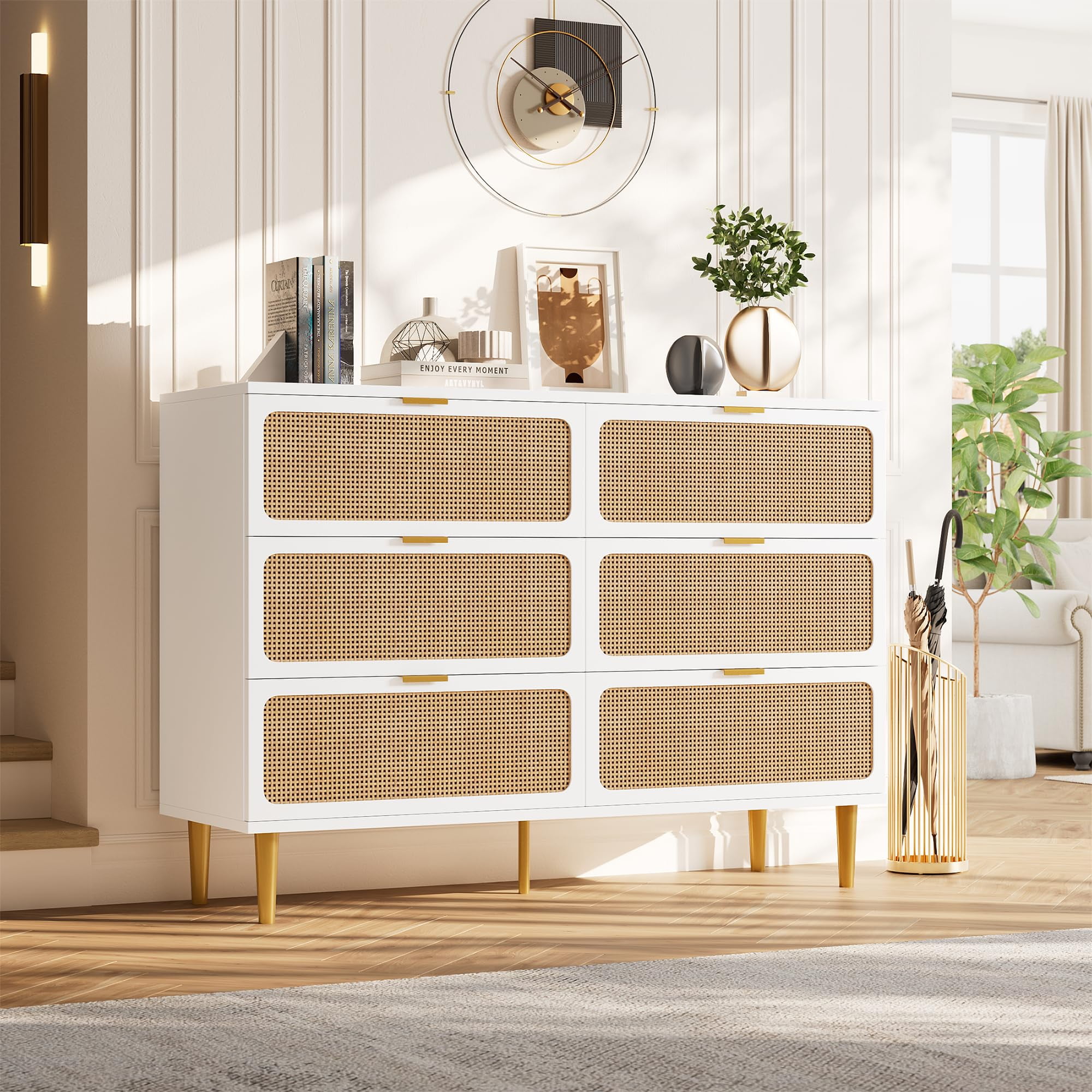 large modern dresser for bedroom Garvee Black Dresser for Bedroom,Modern 6 Drawer Double Dresser with Gold  Handles,Long Storage Organizer for TV Stand & Closet,Large Chest of Drawers