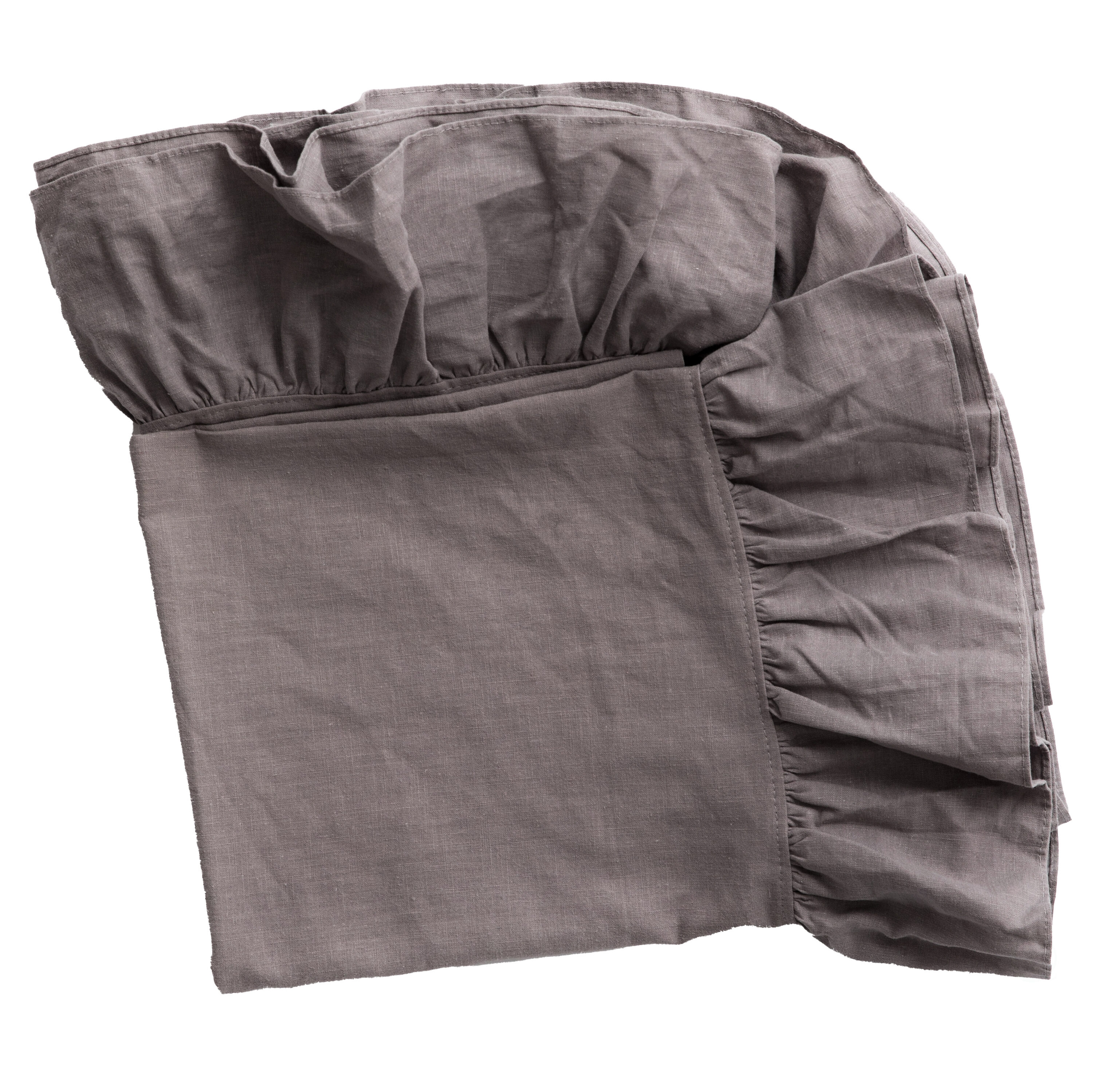 Deerlux 60" x 60" Gray Linen Tablecloth with Ruffle Trim