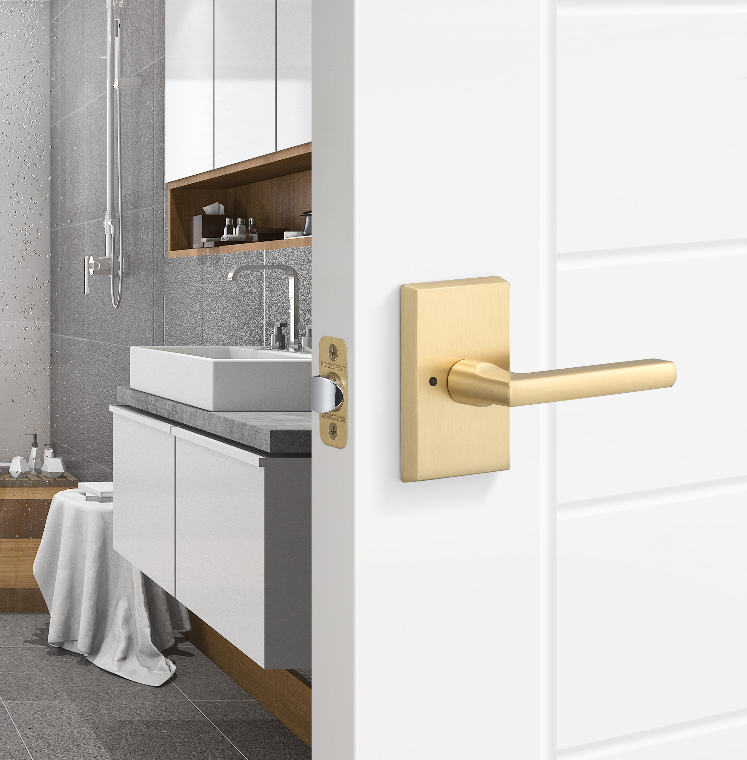 Linkaa Passage Gold Stain Brass Door Lever, Bedroom Bathroom Door Handles  Keyless Interiort, Exterior/Interior Door Handle, No Lock