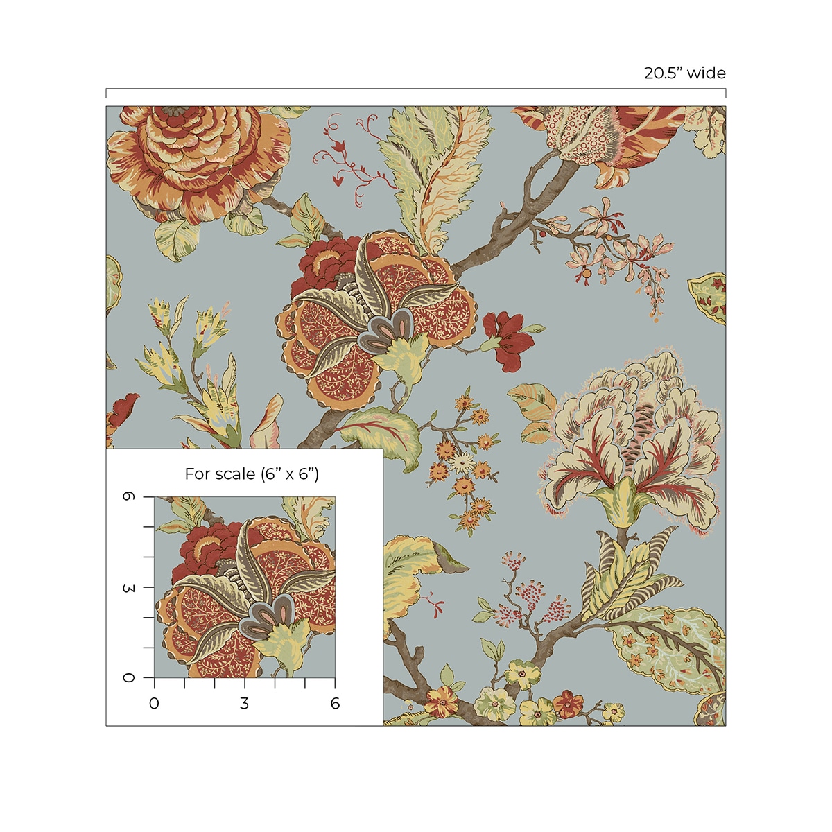 Blue Dusk Floral Vinyl Self-Adhesive Peel and Stick Wallpaper