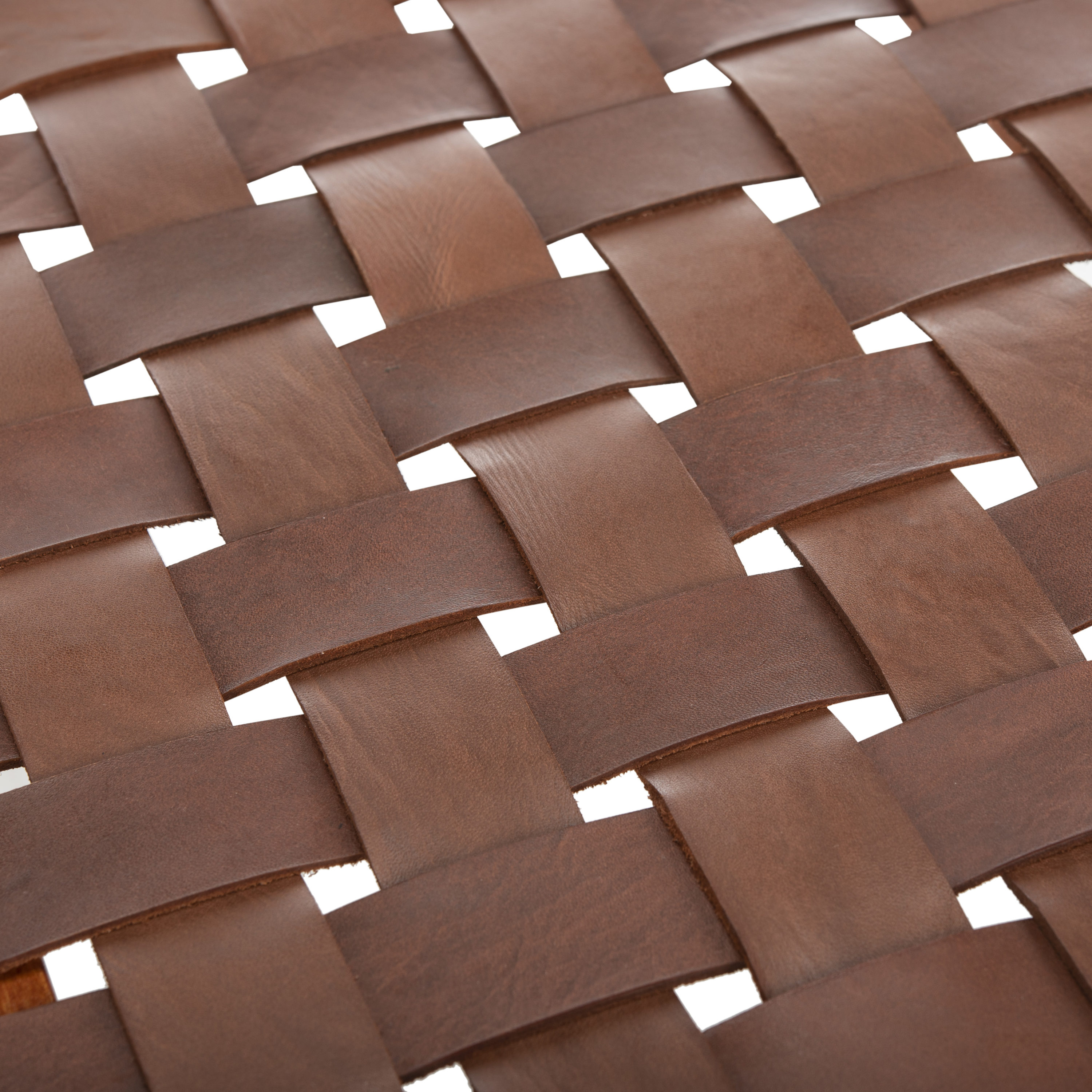 Amalia 47'' Cognac Leather and Dark Brown Mindi Wood Bench
