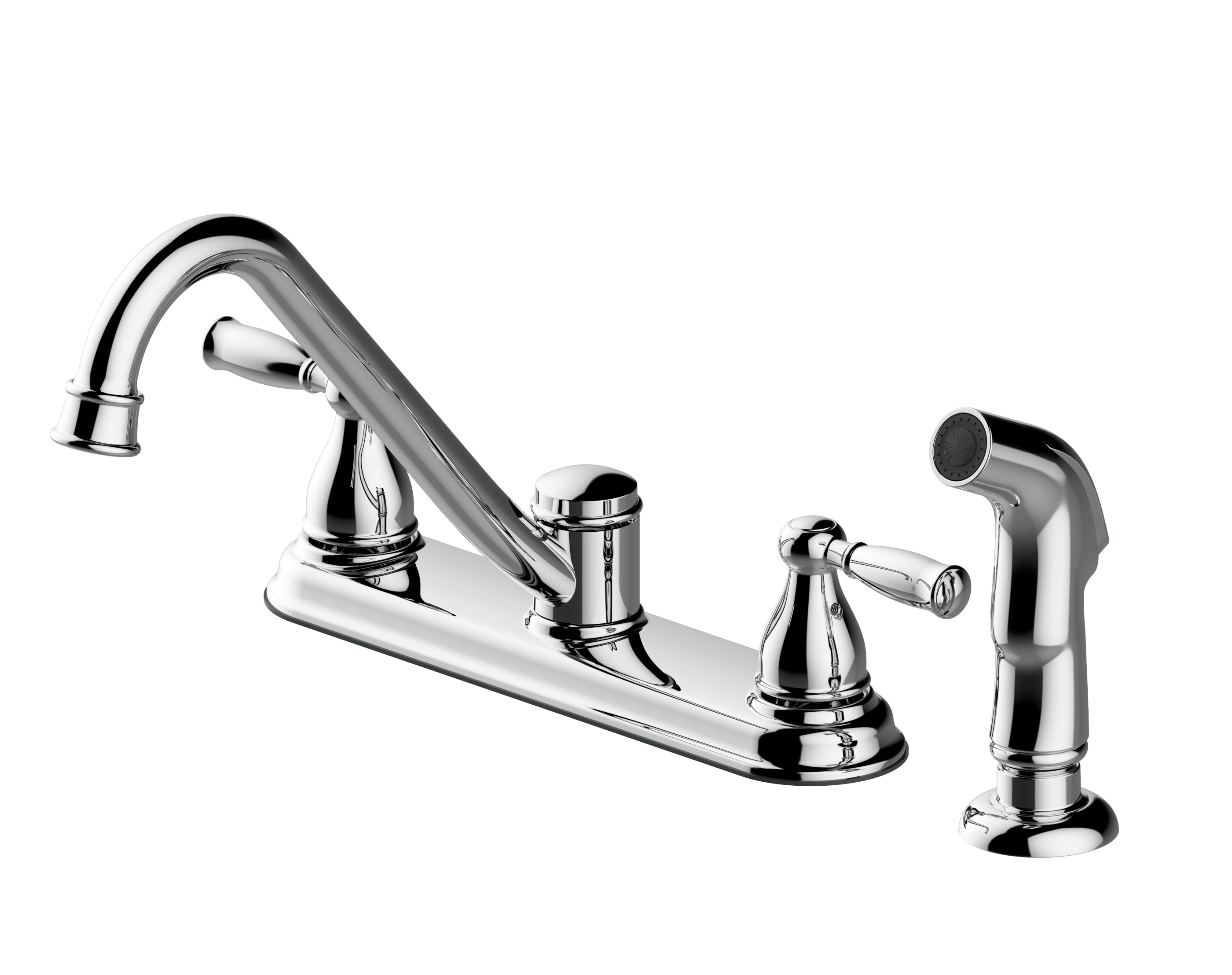 Project Source Brice Chrome Double Handle Low-arc Kitchen Faucet with Deck  Plate and Side Spray Included in the Kitchen Faucets department at