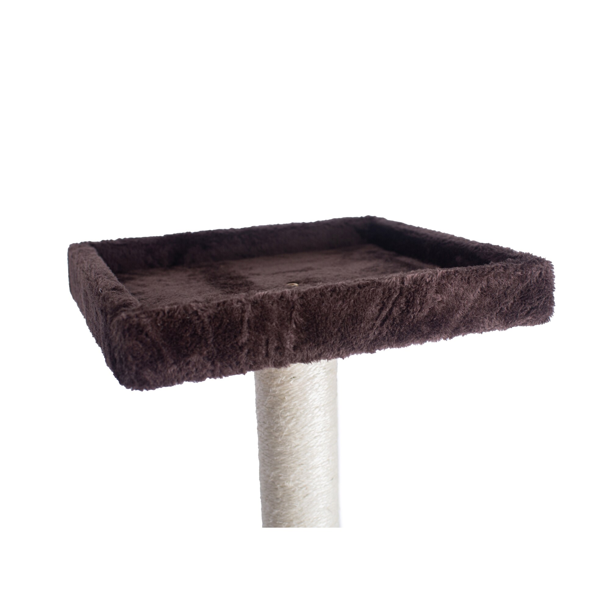 Beige Faux Fur and Sisal 48-Inch Cat Tree with Playhouse