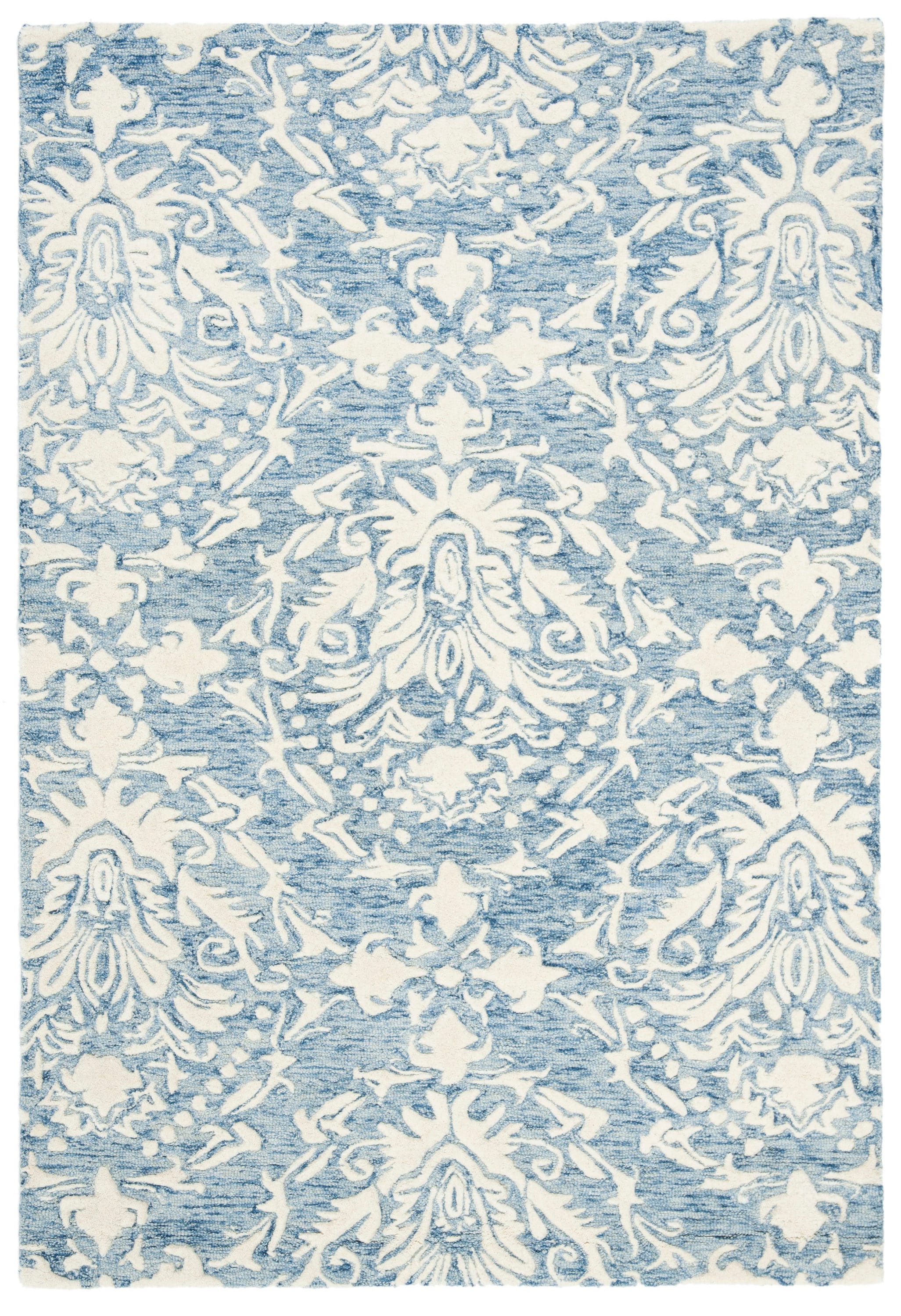 Handmade Tufted Floral Wool Area Rug Blue/Ivory 4' x 6'