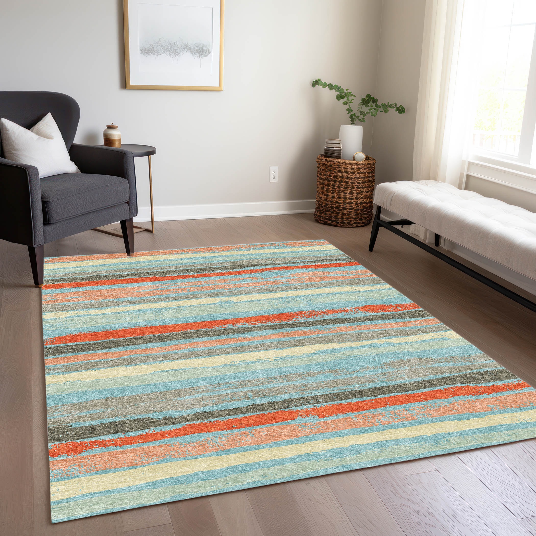 Addison Rugs ACN1019SK30X46 Chantille ACN1019SK 2 x 3 (ft) Polyester Sky Rectangular Indoor/Outdoor Geometric Machine washable Area rug