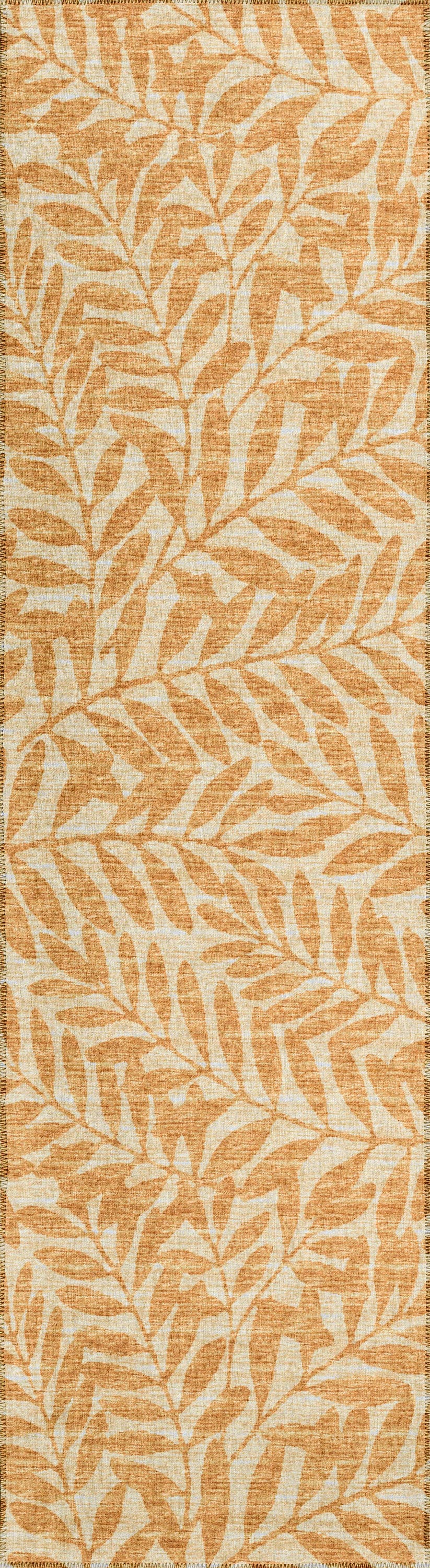 Addison Rugs AYU35GI2X8 Yuma 2 x 8 (ft) Chenille Gilded Rectangular Indoor/Outdoor Floral/Botanical Tropical Machine washable Runner rug