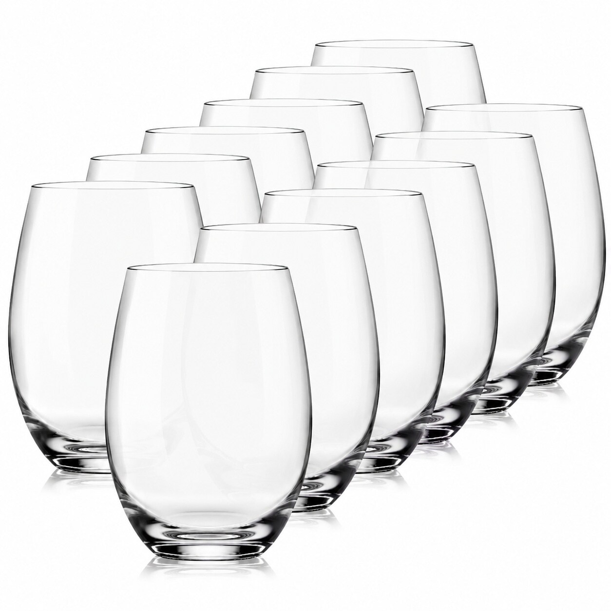 Aoibox  15 oz Clear Lead Free Crystal Stemless Wine Glasses Dishwasher Safe Entertaining Drinkware Set of 12