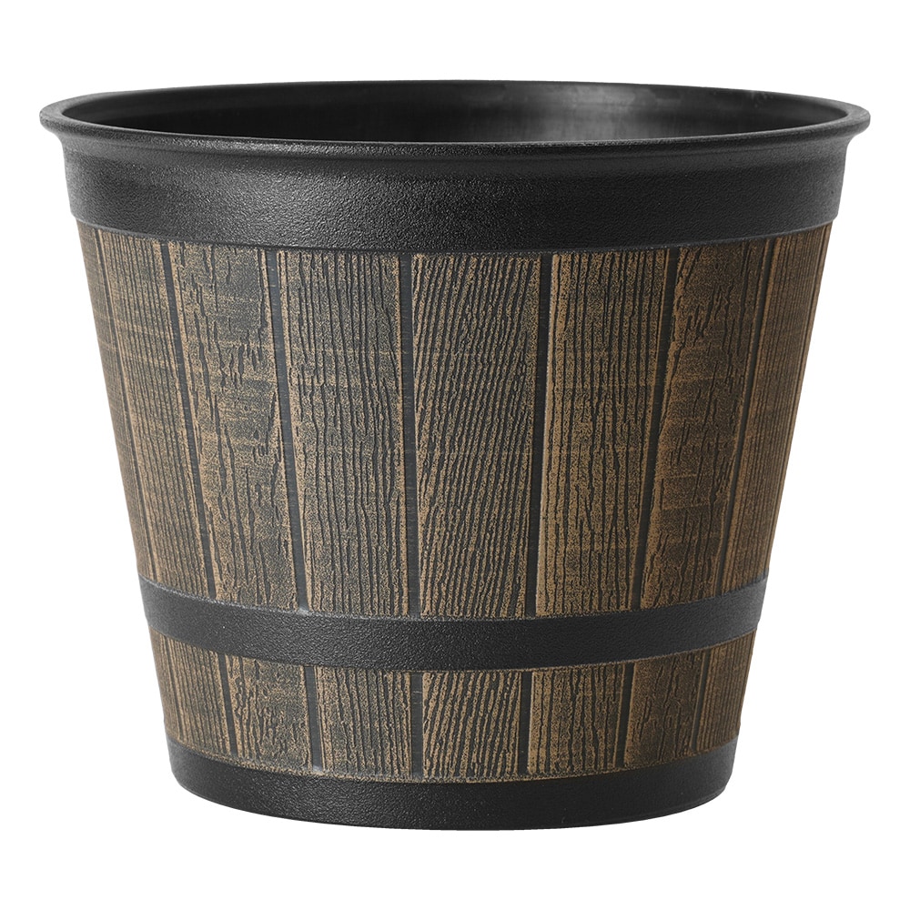 Style Selections RT2154H Round 12.2-in W Small Brown Recycled plastic Indoor/Outdoor Planter