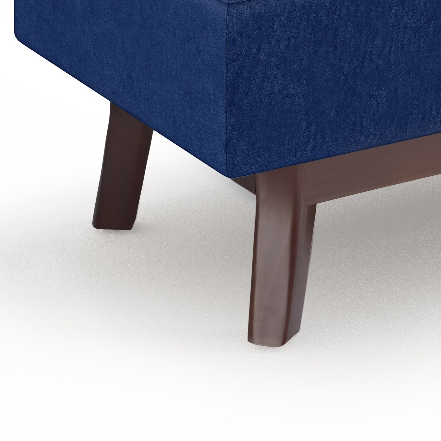 Simpli Home Owen Square Coffee Table Storage Ottoman in Blue Velvet Fabric