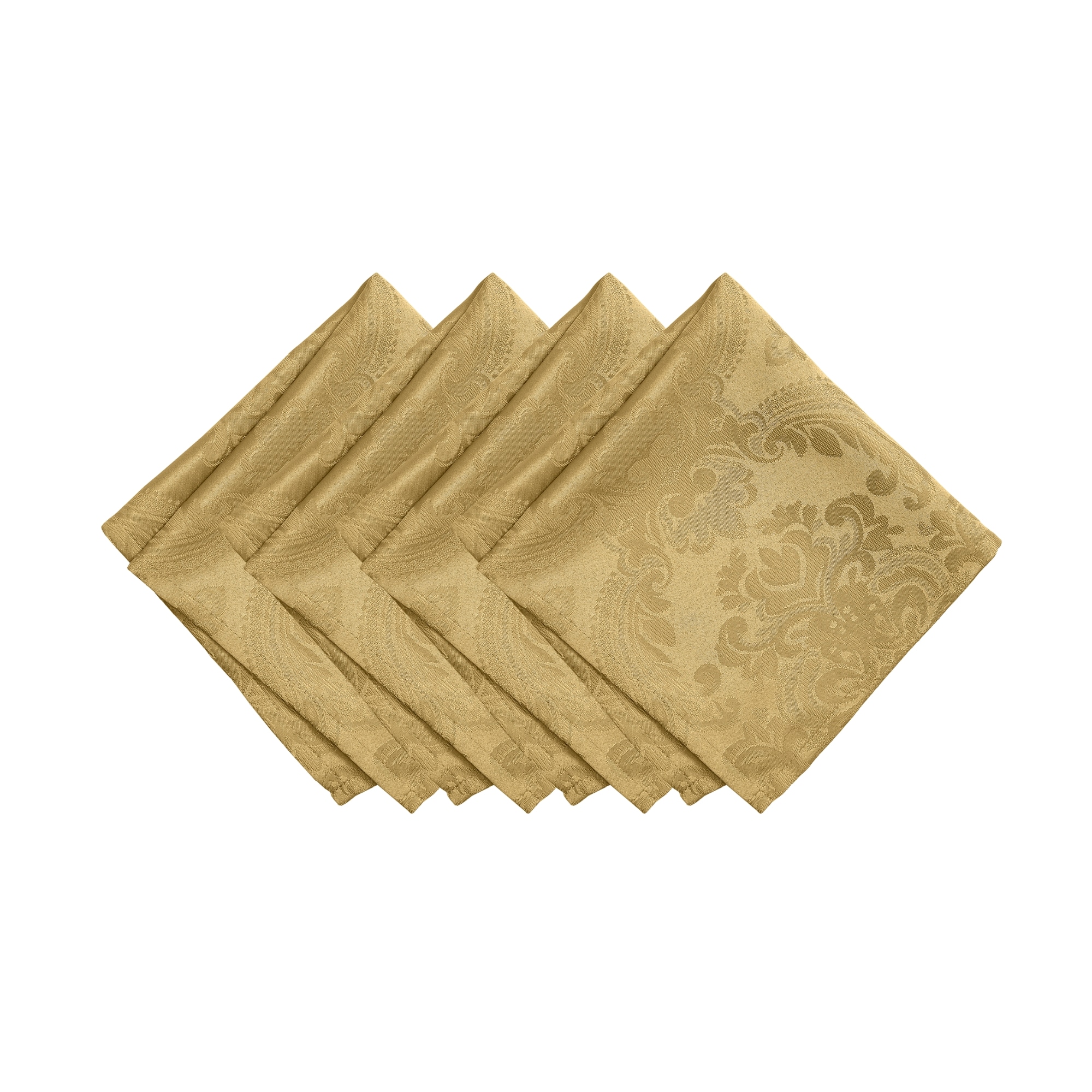 Elrene Home Fashions 739550333169 Caiden Woven Damask 4 -Pack Gold Polyester Square Napkin(s)