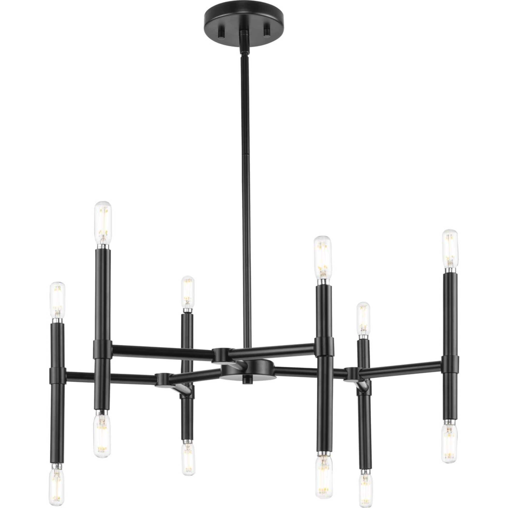 Progress Lighting Arya 12-Light Matte Black Luxe Chandelier