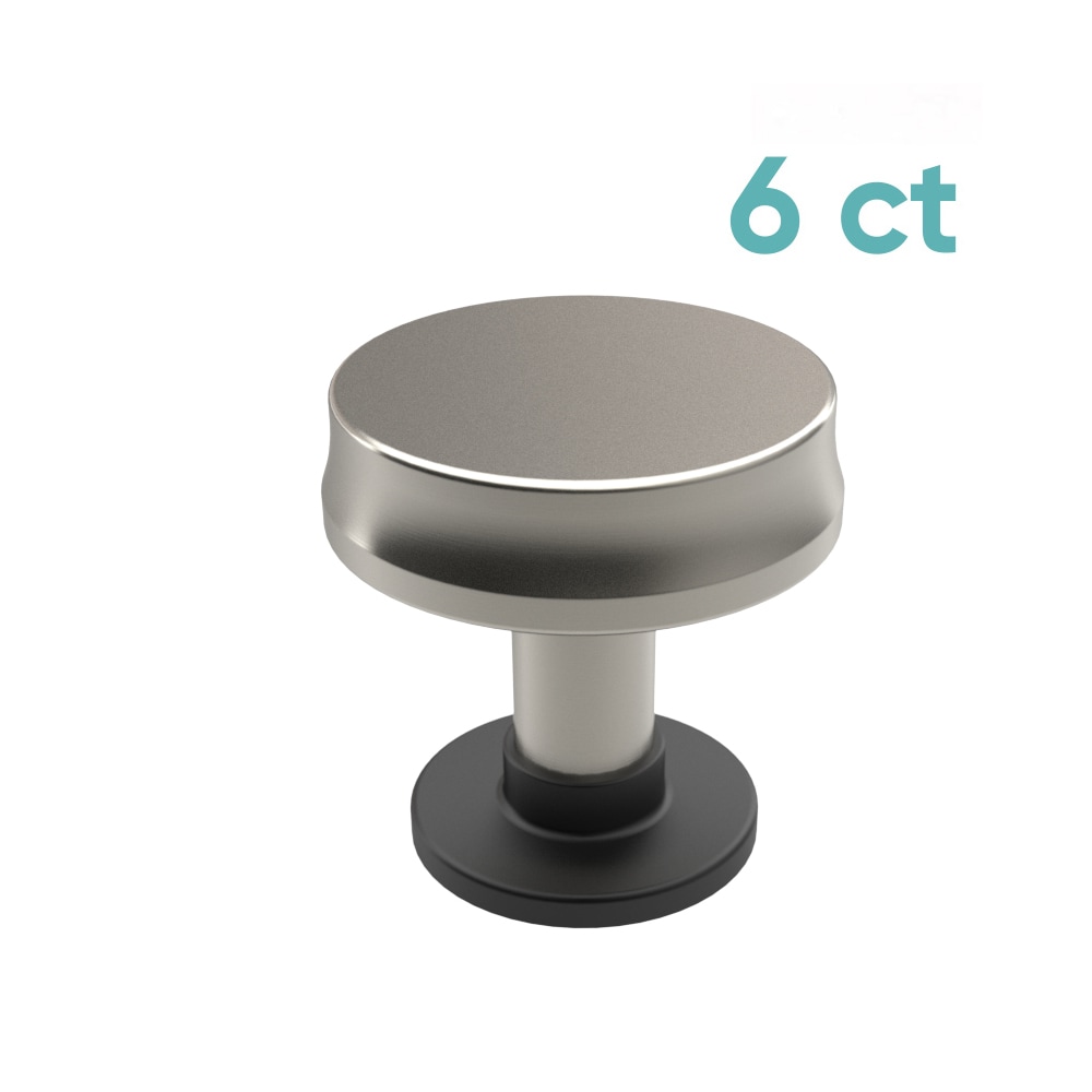 Origin 21 CAB-000-437-SN-MB-6P Hilo 1-1/10-in Satin Nickel/Matte Balck Round Cabinet Knob 6 -Pack
