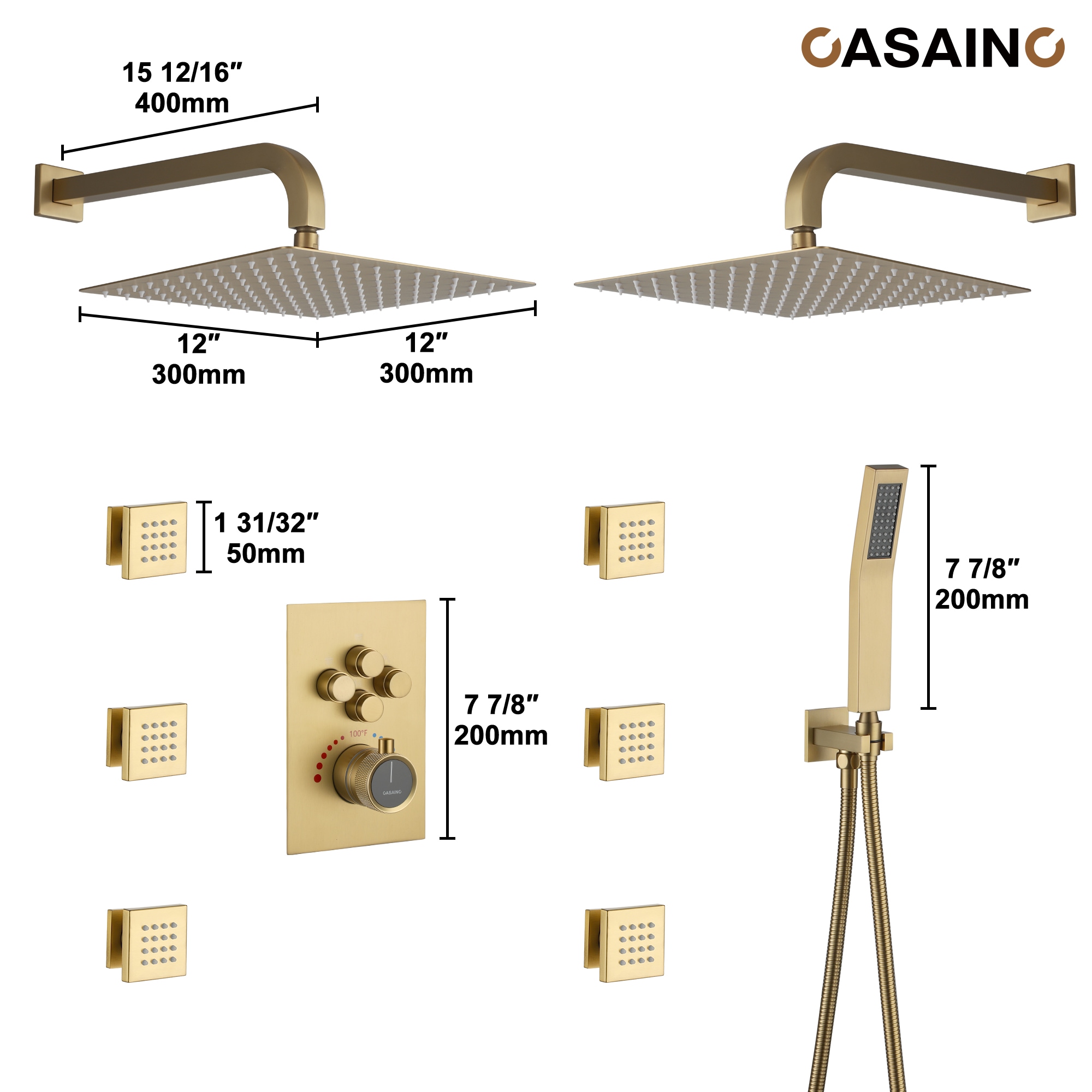 CASAINC CS6228-12BG Showerhead-Bar-Panels - View #5
