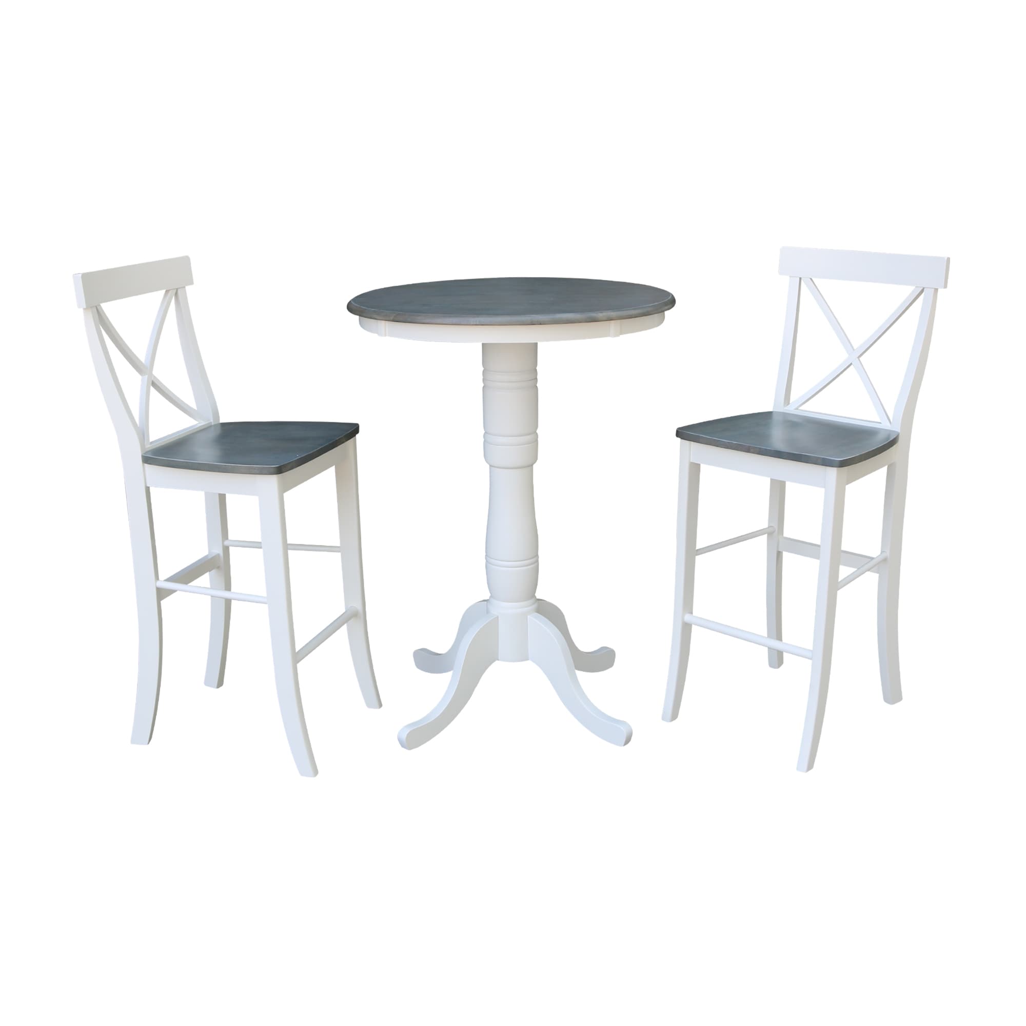 International Concepts K05-30RT-6B-S6133-2 White/Heather Gray Casual Dining Room Set with Round Table ( Seats 2 )