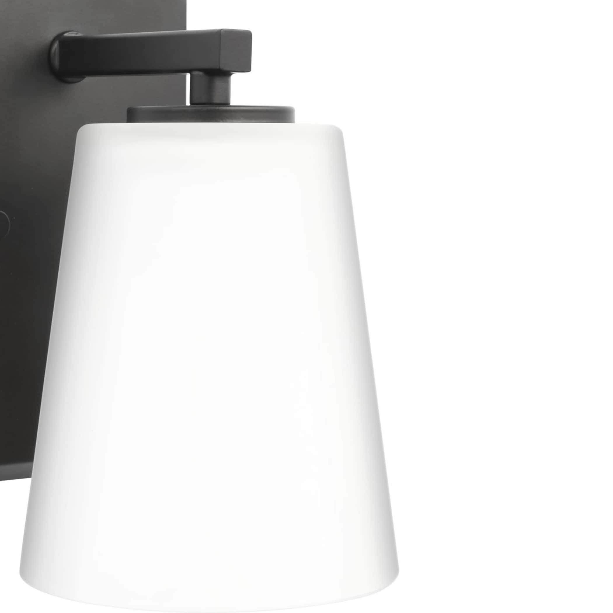 Vertex Matte Black and Etched White Glass Bath Light