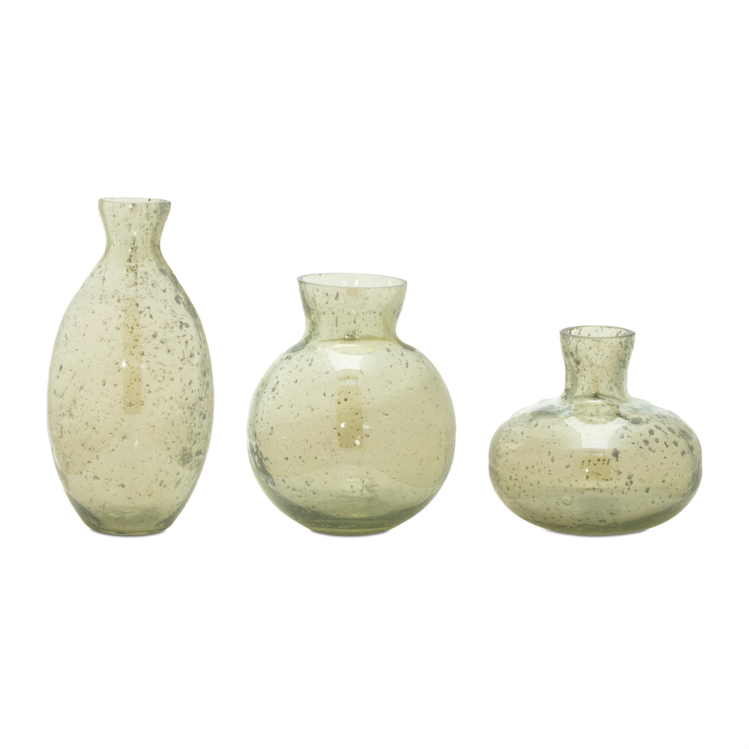 Melrose International 94268DS Vase (Set of 3) 4H 5.5H 7.75H Glass