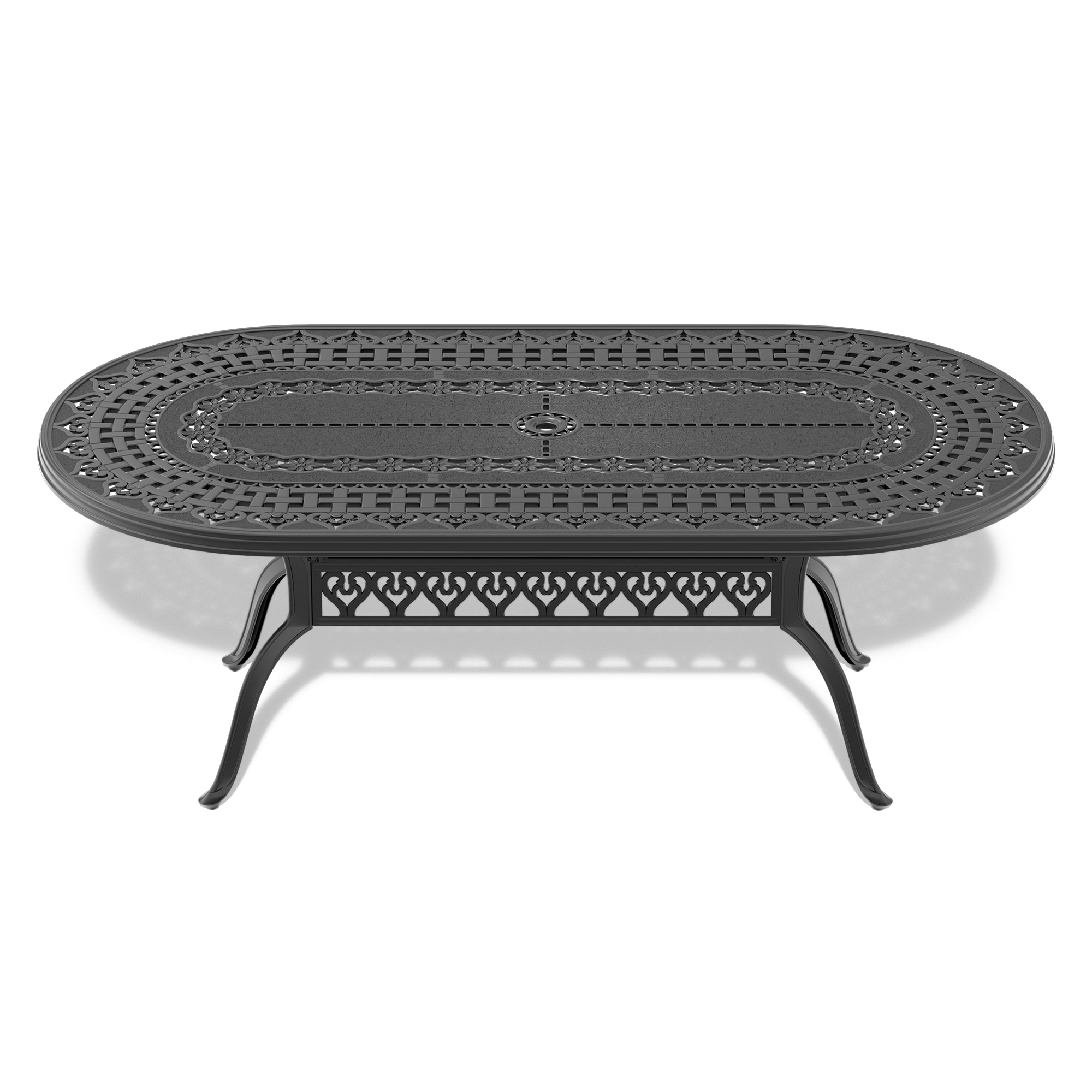 Mondawe MD00300801 Rectangle Outdoor Dining Table 42.32-in W x 86.22-in L with Umbrella Hole