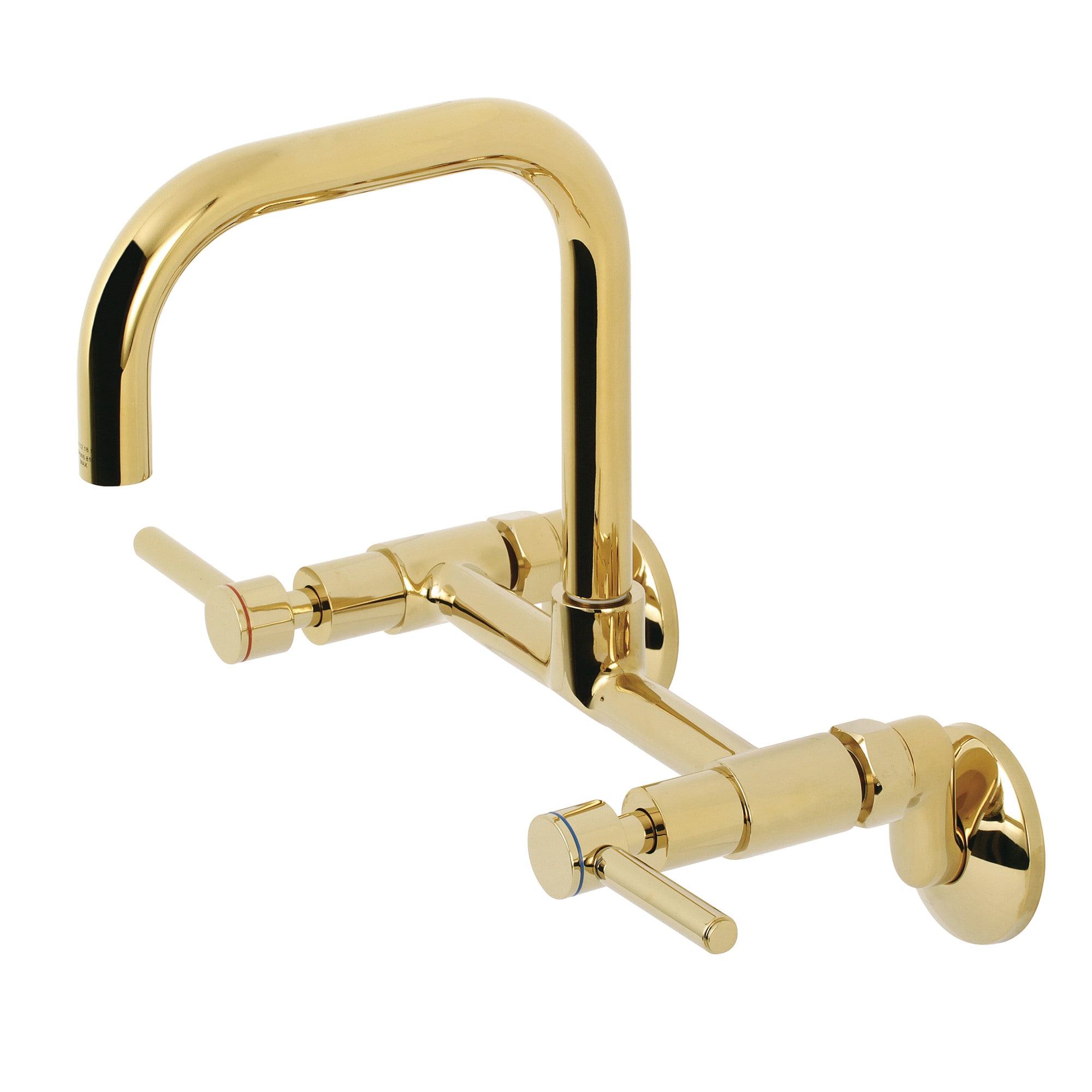Kingston Brass WLKS813PB Concord Polished Brass Double Handle Wall-mount Kitchen Faucet