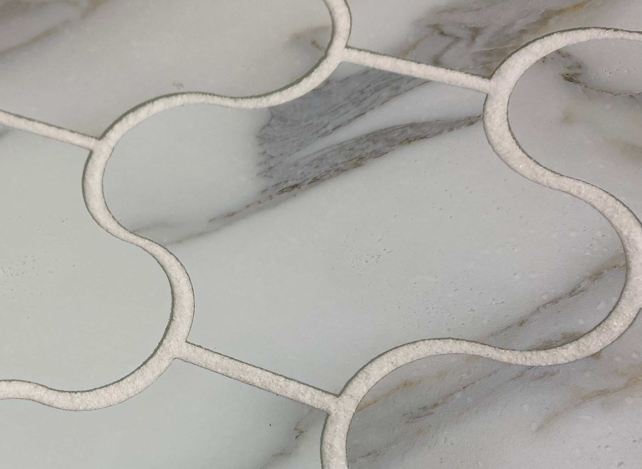 Calacatta Gold White Matte Glass Mosaic Wall Tile