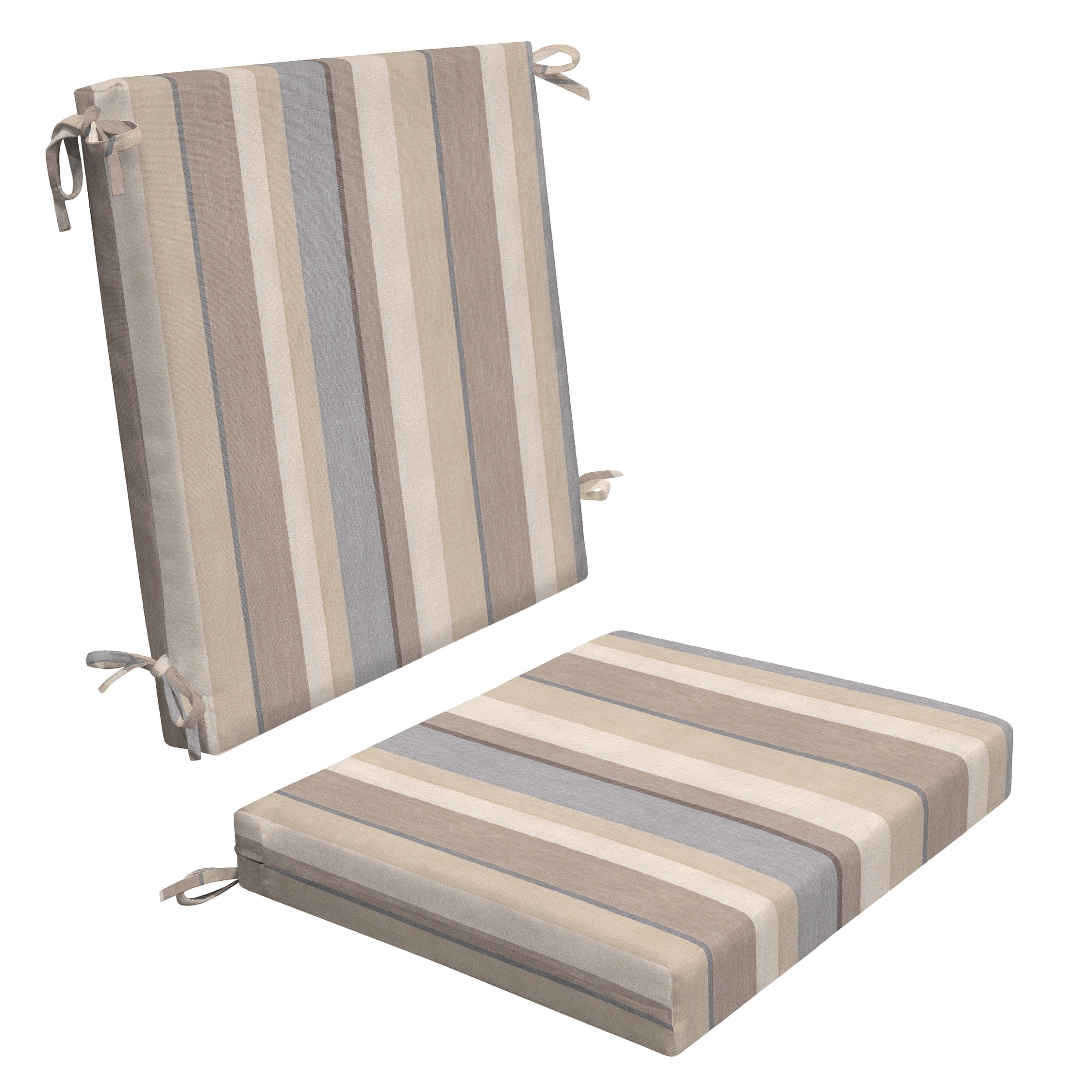 3i Products 21107S-101A172 17-in x 18.5-in Stripe Taupe Patio chair cushion