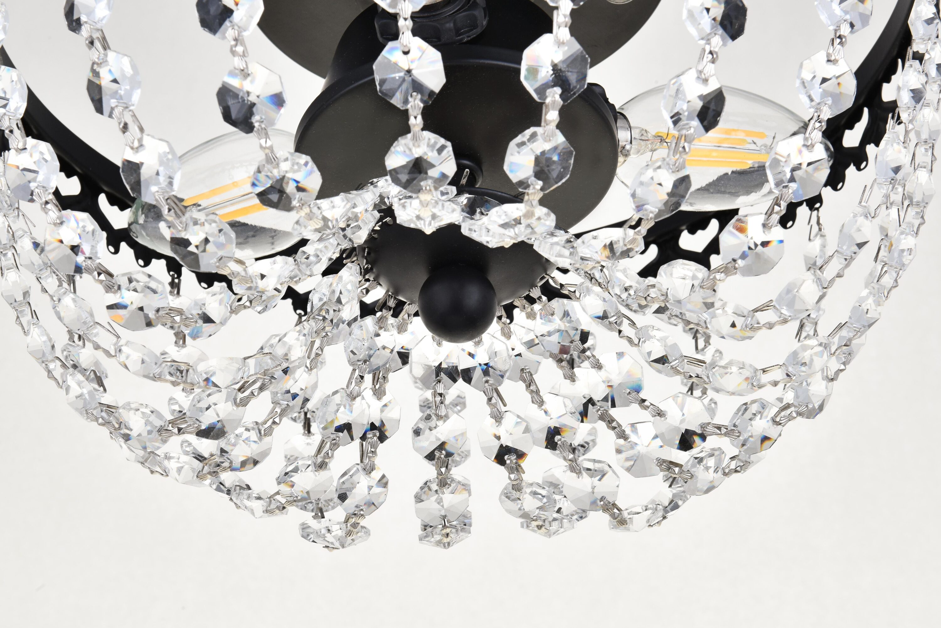 Kylie 10" Black Iron and Crystal Flush Mount Light